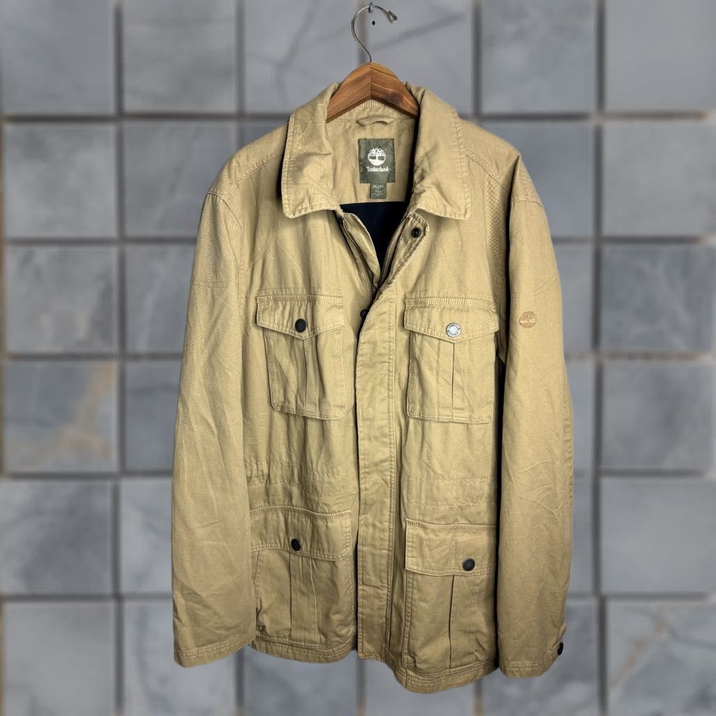 Timberland VINTAGE Timberland Weather Gear Jacket Mens Utility Weathergear 90s Beige XL Regular Zipper Full Zip Lined Cotton Canvas Hiking Outdoor Size US XL / EU 56 / 4 - 1 Thumbnail