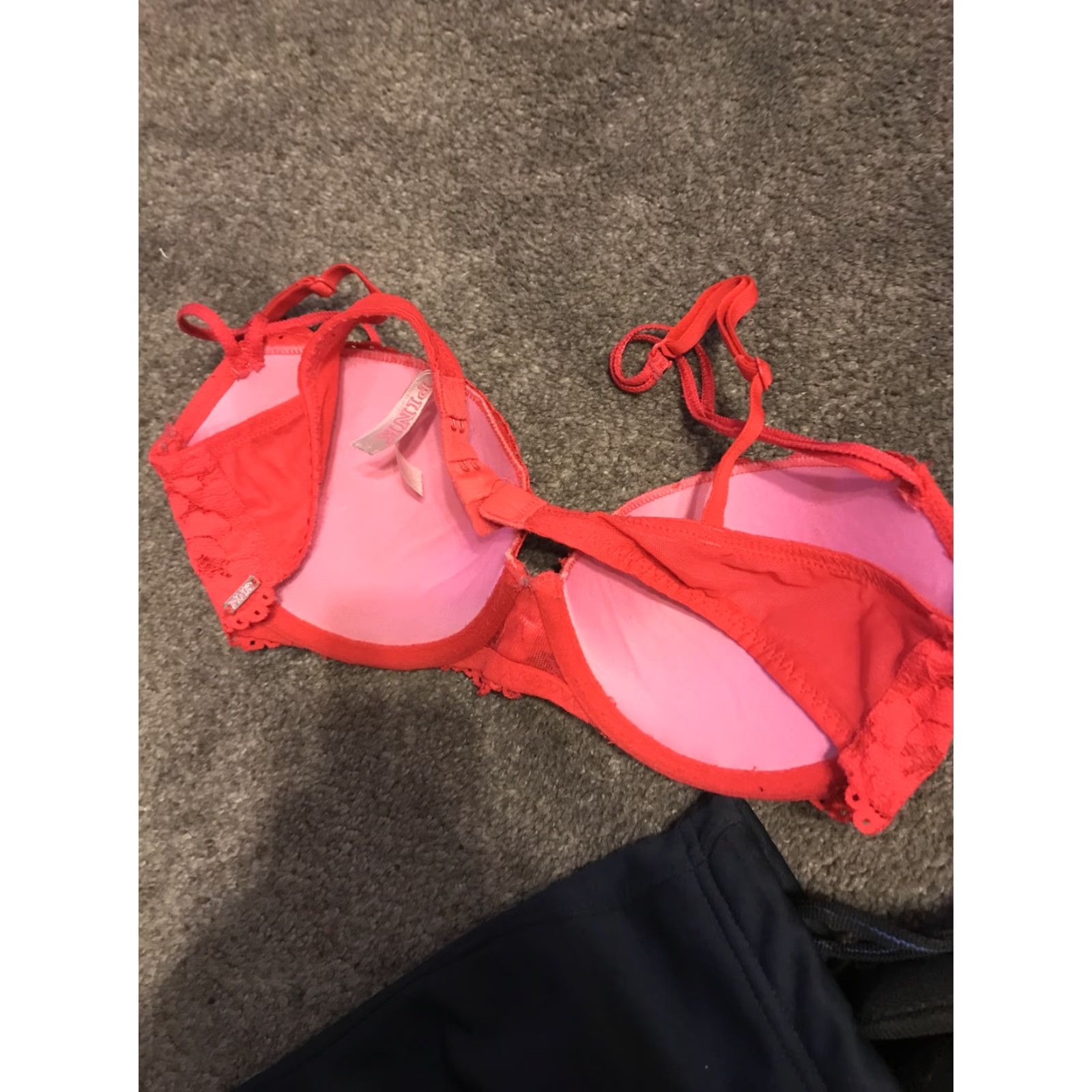 Victoria's Secret Victoria's Secret PINK Bra Women's 34B Red Date Push Up Logo Lace Shirt/Underwired Back Closure Adjustable Strap Womens Size ONE SIZE - 2 Thumbnail