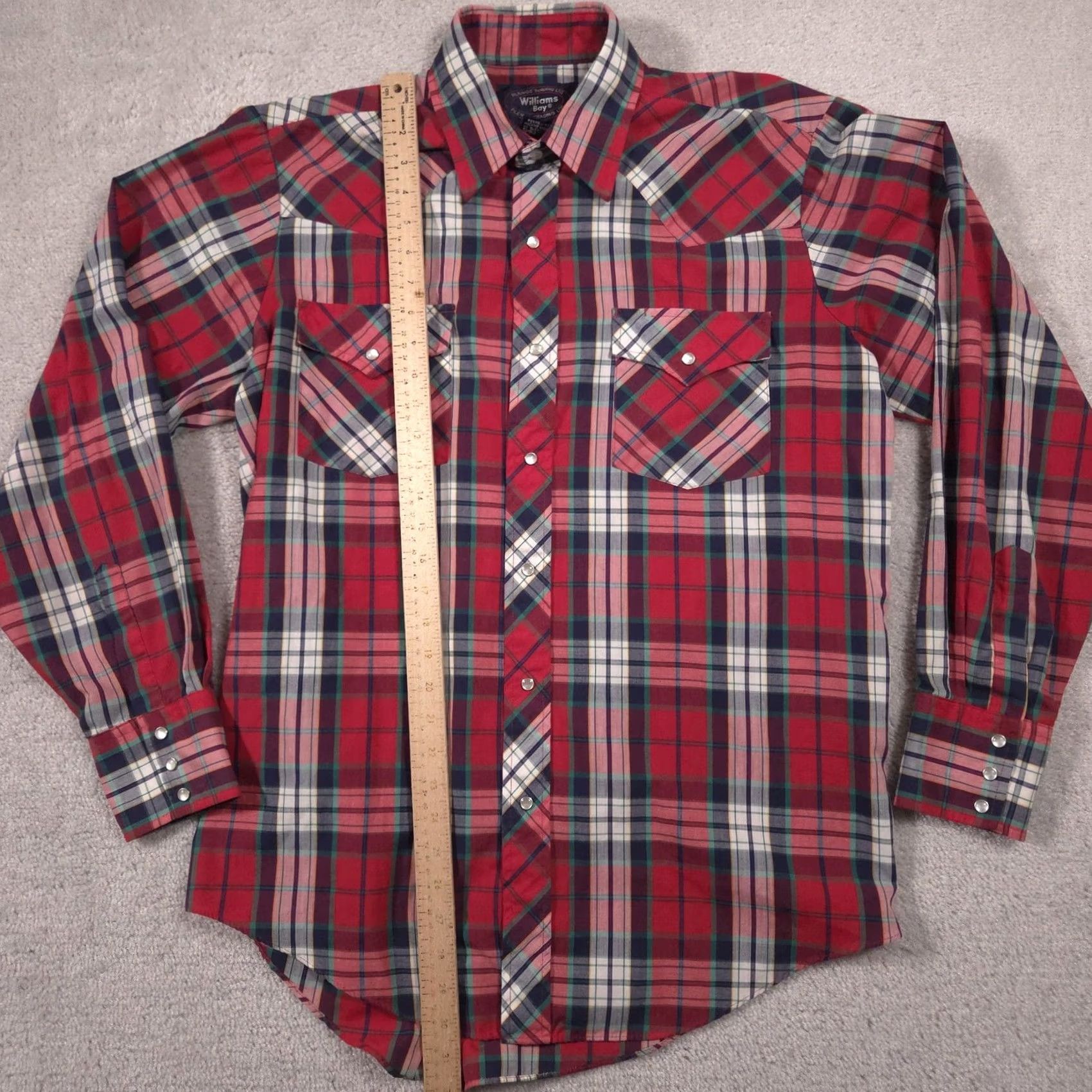 Vintage VINTAGE Williams Bay Shirt Mens Large Red Western Pearl Snap Long Sleeve Cowboy Size US L / EU 52-54 / 3 - 6 Thumbnail