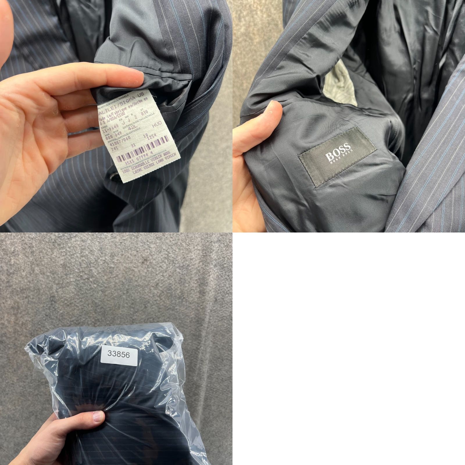 Hugo Boss VINTAGE? No. Hugo Boss Blazer Mens 42L Blue Sport Coat Jacket Striped Wool Suit Size 42R - 9 Thumbnail