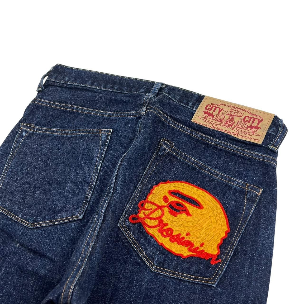 Bape Vintage Bape Embroidered Ape Head Denim Jeans - Waist: 32” Size US 32 / EU 48 - 3 Thumbnail