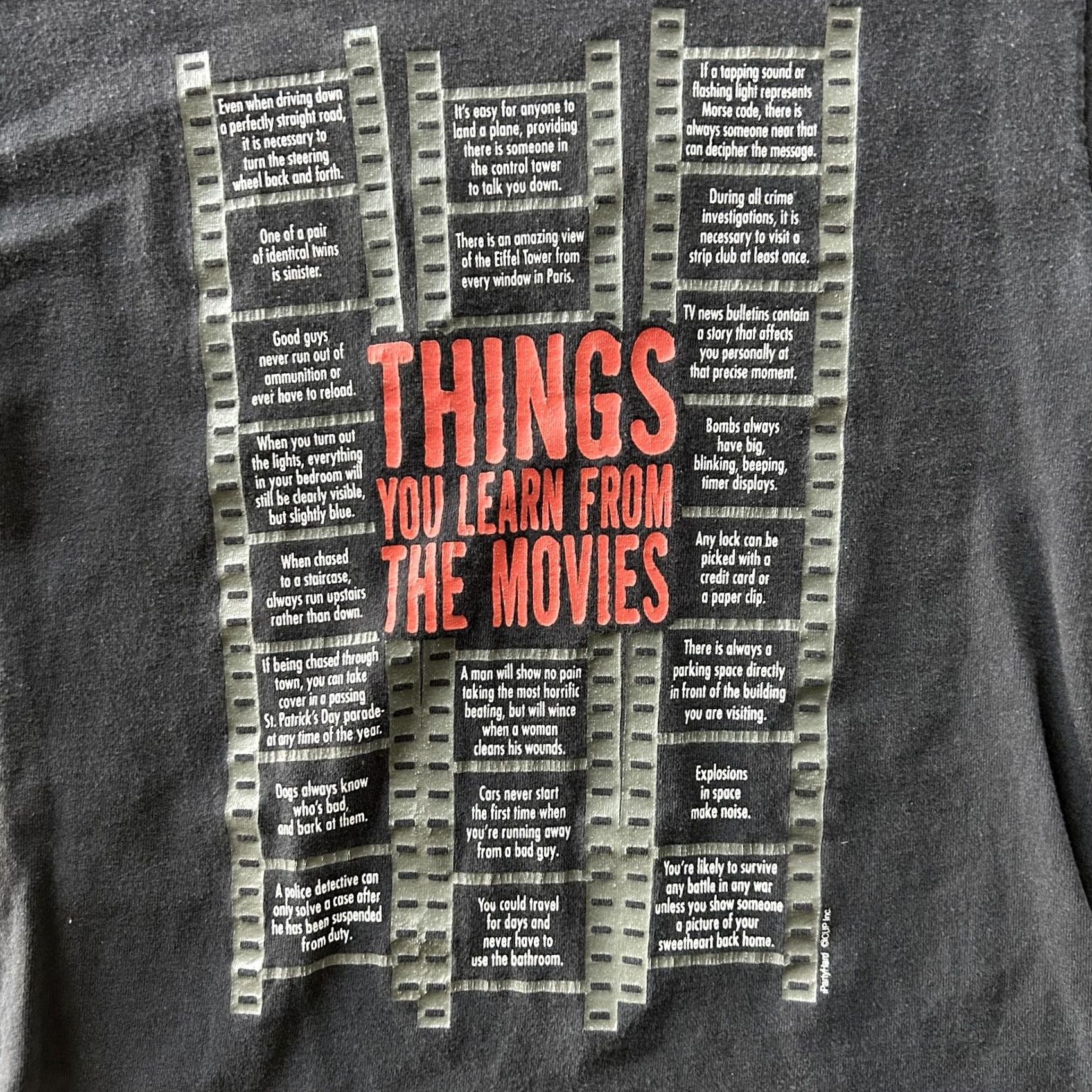 Vintage Partyland Y2K Things You Learn From The Movies Shirt Mens Small Black Tee Size US S / EU 44-46 / 1 - 2 Thumbnail