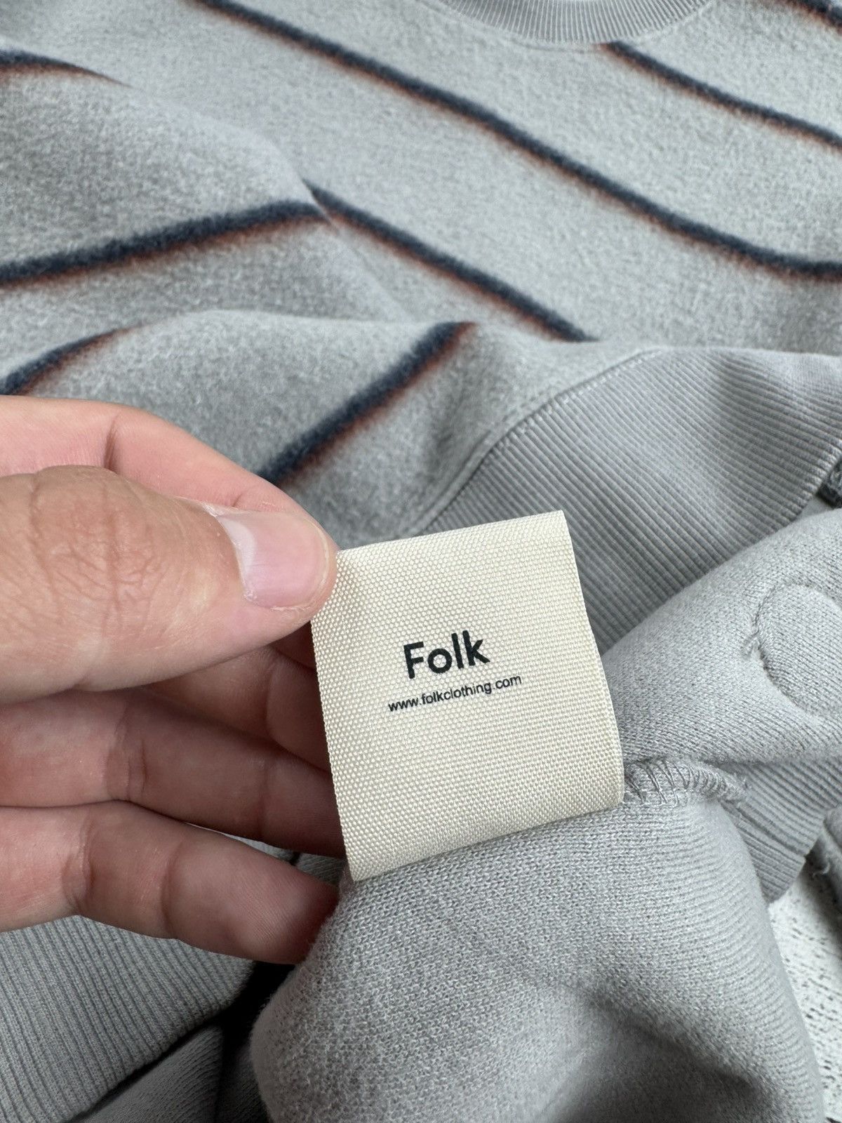Folk Folk Striped Cotton Gray Size 3 Fleece Jumper Men’s Sweatshirt Pullover Hoodie Size US L / EU 52-54 / 3 - 10 Thumbnail