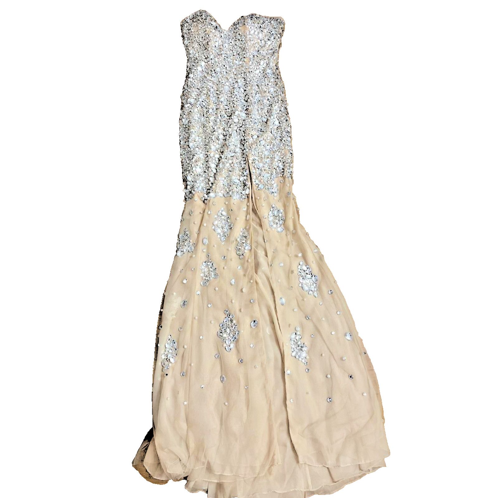 & Other Stories Jovani Bejeweled Dress New Bejge Size 0 A001895 Size XS / US 0-2 / IT 36-38 - 3 Thumbnail