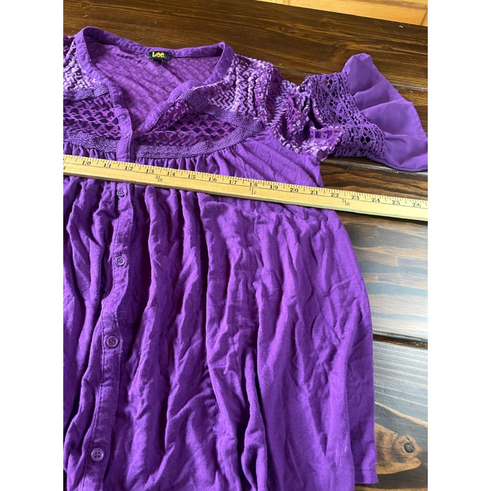 Lee Lee Shirt Womens L Purple Button Velvet Detail Shirt Button-Up Velvet Lee Button-Up Velvet Detail Womens L Purple Size L / US 10 / IT 46 - 4 Thumbnail