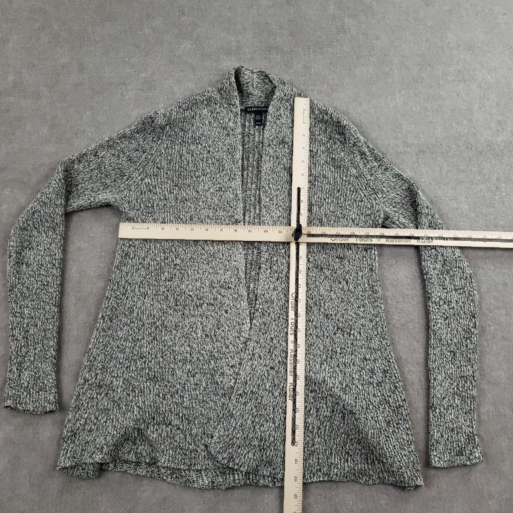 Eileen Fisher Eileen Fisher Cardigan Womens XS Black Beige Open Front Linen Loose Knit Size XS / US 0-2 / IT 36-38 - 2 Thumbnail