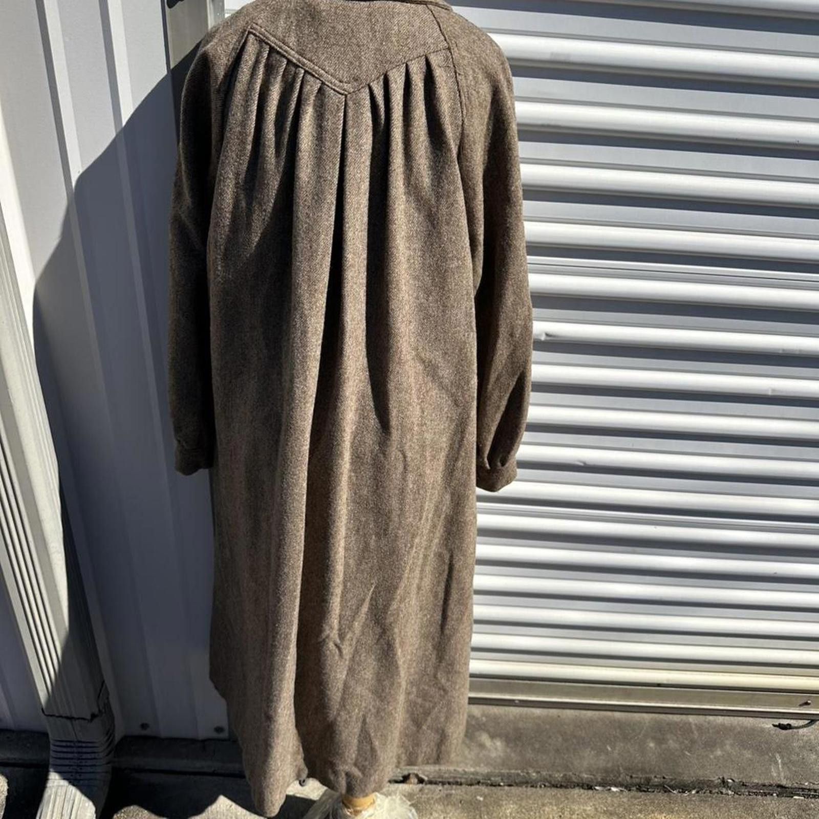 Other Brown wool tweed overcoat vintage Size L / US 10 / IT 46 - 2 Thumbnail