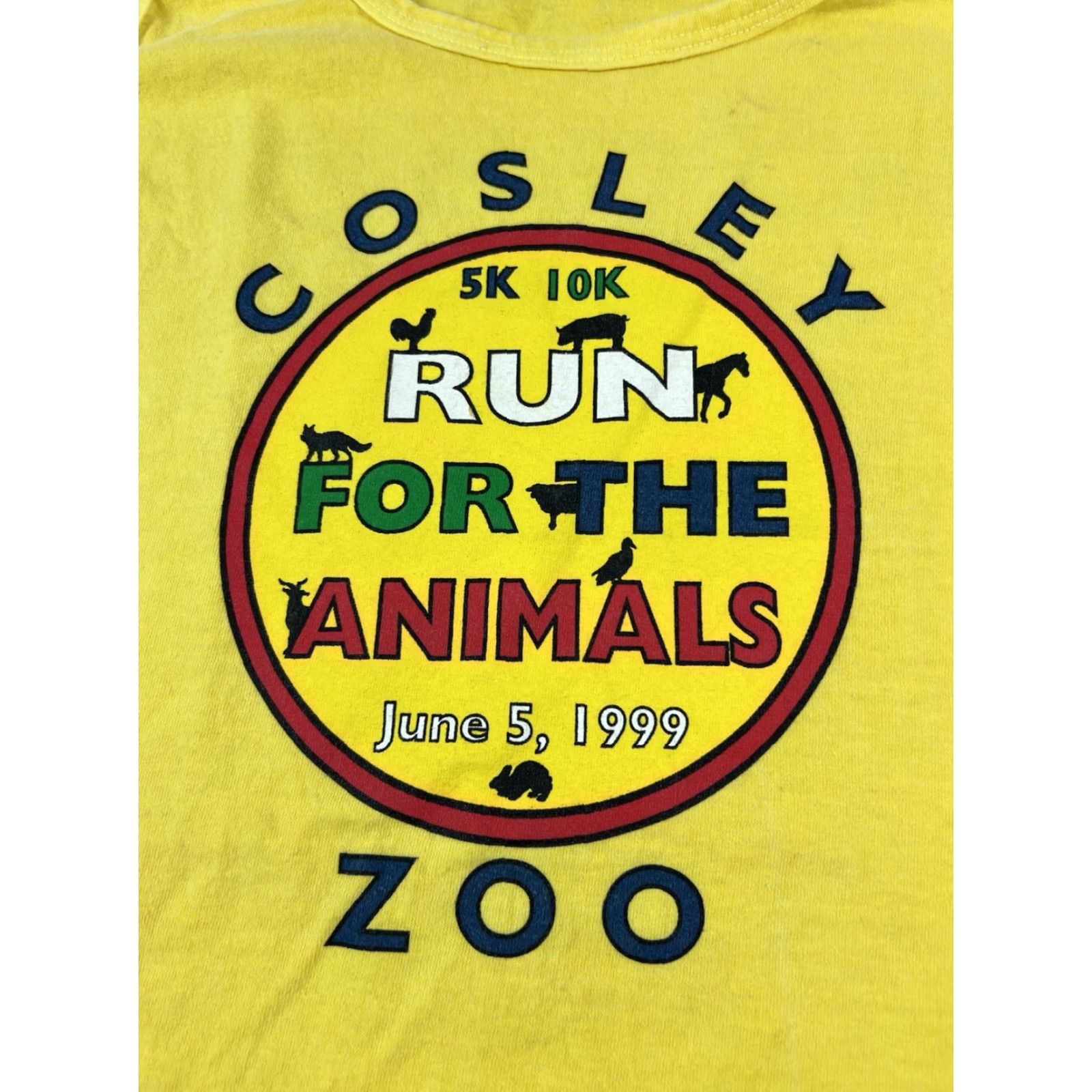 Anvil VINTAGE Anvil Shirt Tank Top 90s Zoo Illinois Run For Animals Yellow XL Men Sleeveless Graphic Print Shirt Size US XL / EU 56 / 4 - 5 Thumbnail