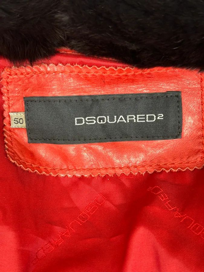 Dsquared2 AW2009 Dsquared2 Red Leather Fur Collar Jacket Size US M / EU 48-50 / 2 - 9 Thumbnail