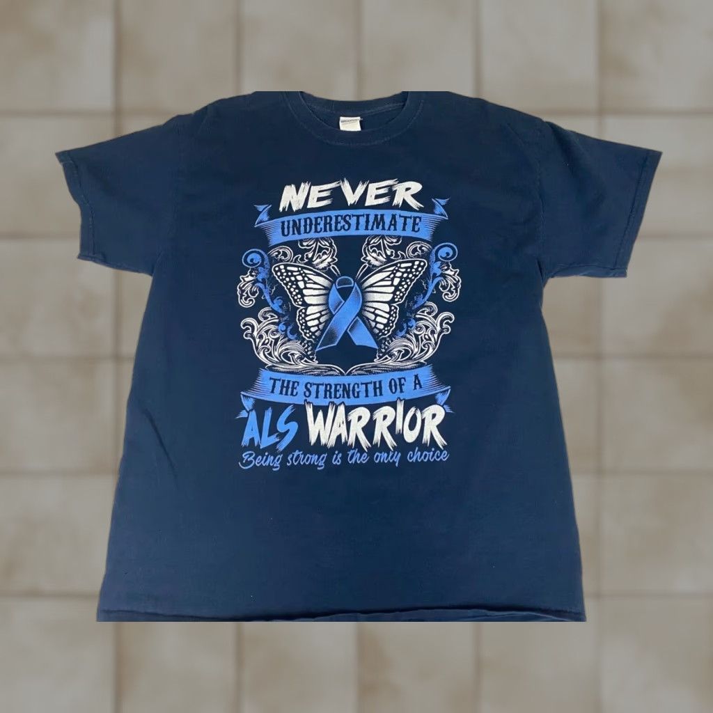 Gildan VINTAGE ALS Warrior Mens Shirt L Blue Gildan T-Shirt Crew Neck Short Sleeve Cotton Logo Hip Hop Love 80s 90s Warrier Atom Size US L / EU 52-54 / 3 - 1 Thumbnail