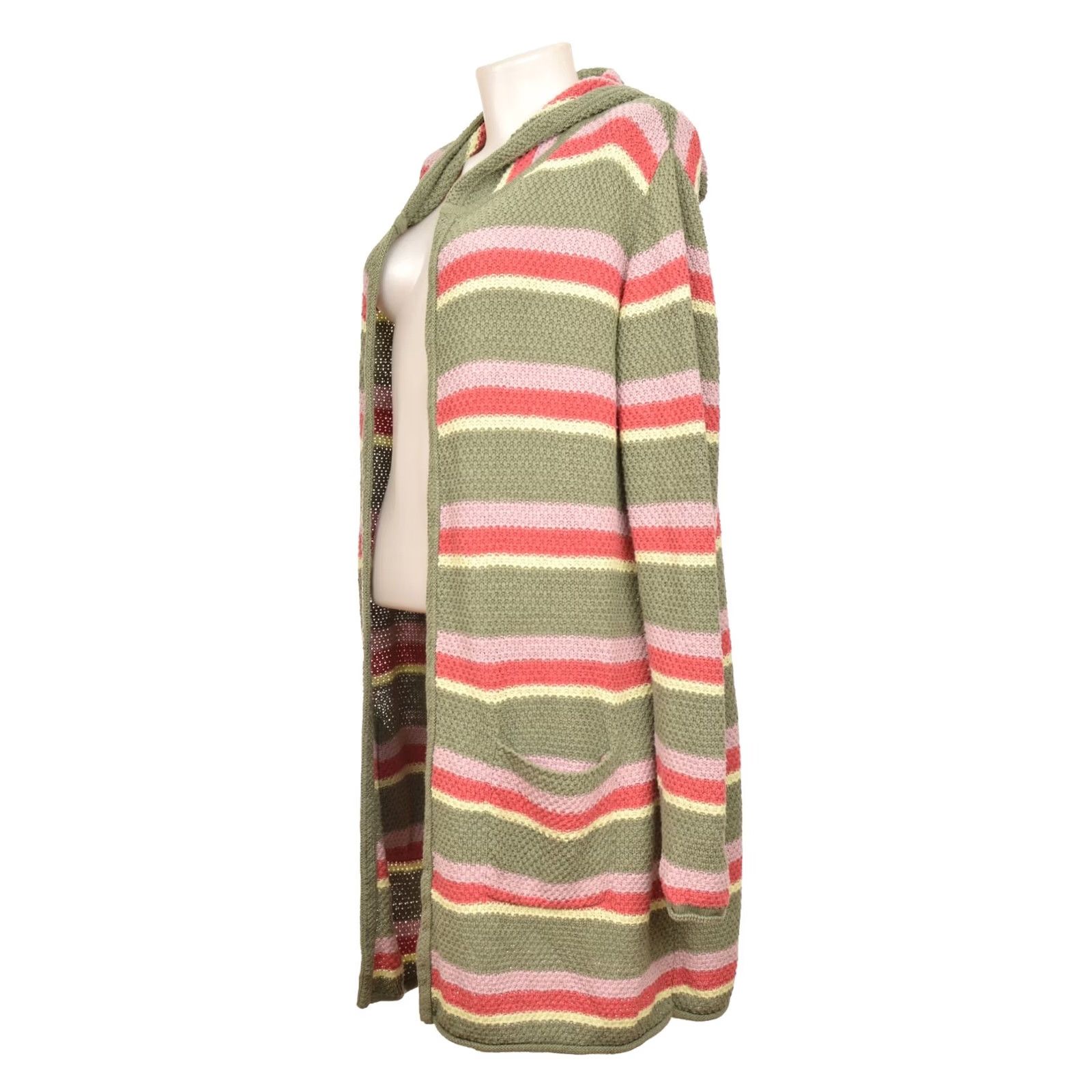 Vintage Sorgenfri Sylt Striped Hooded Cardigan XL Womens Knit Open Cotton Linen Blend Size XL / US 12-14 / IT 48-50 - 2 Thumbnail