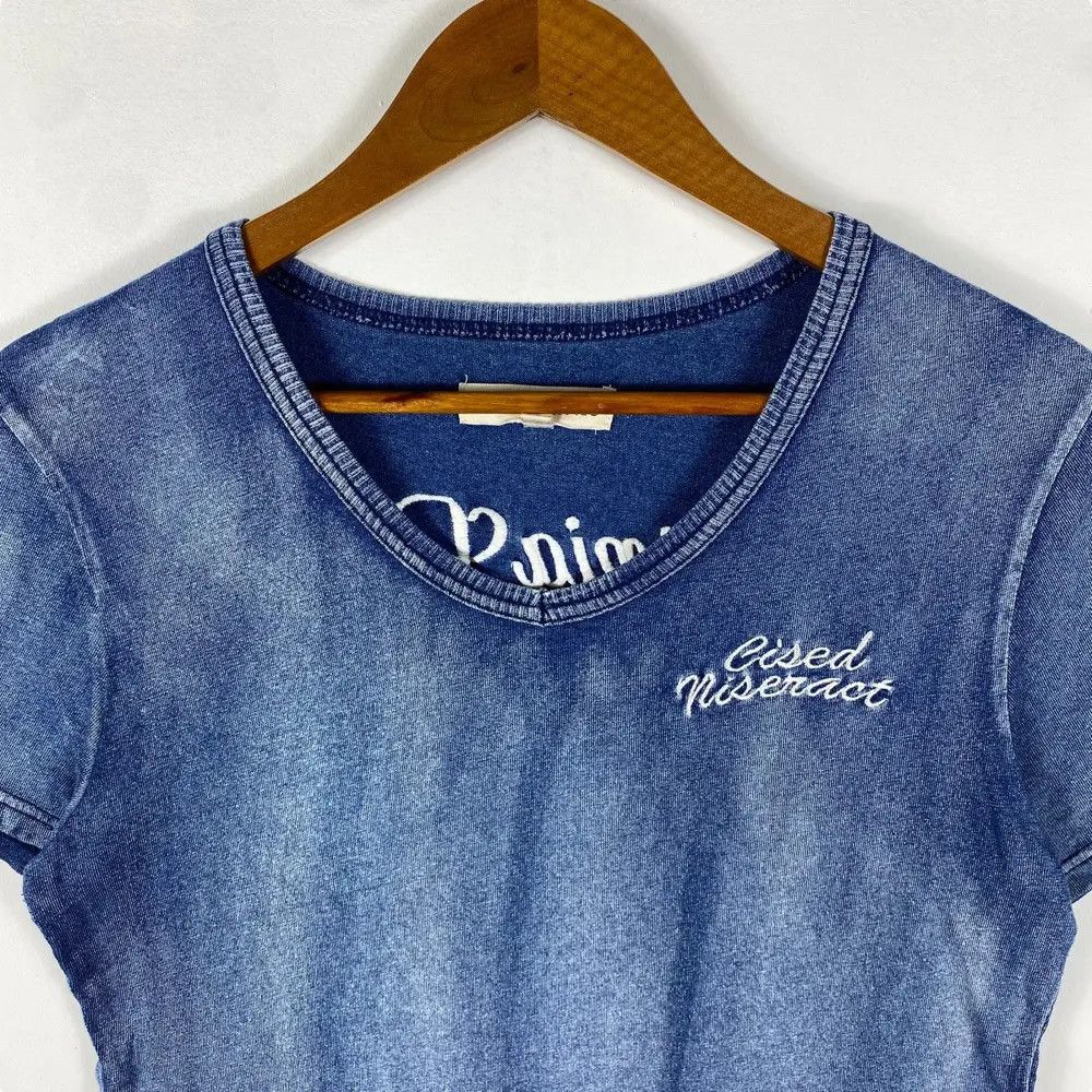 In The Attic IN THE ATTIC Embroidery Logo Indigo Washed Vneck Tee Shirt Size US M / EU 48-50 / 2 - 4 Thumbnail