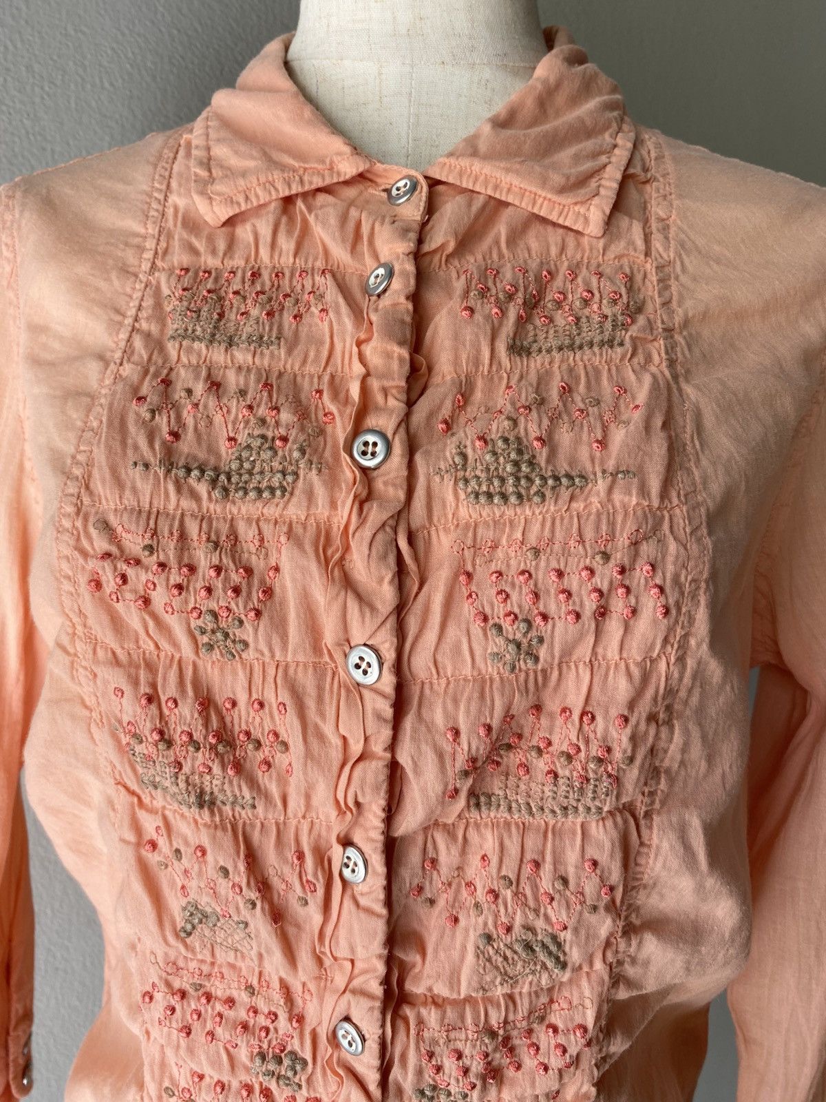Marithe + Francois Girbaud MARITHE + FRANCOIS GIRBAUD Peach Ruffled Blouse Size M / US 6-8 / IT 42-44 - 14 Thumbnail