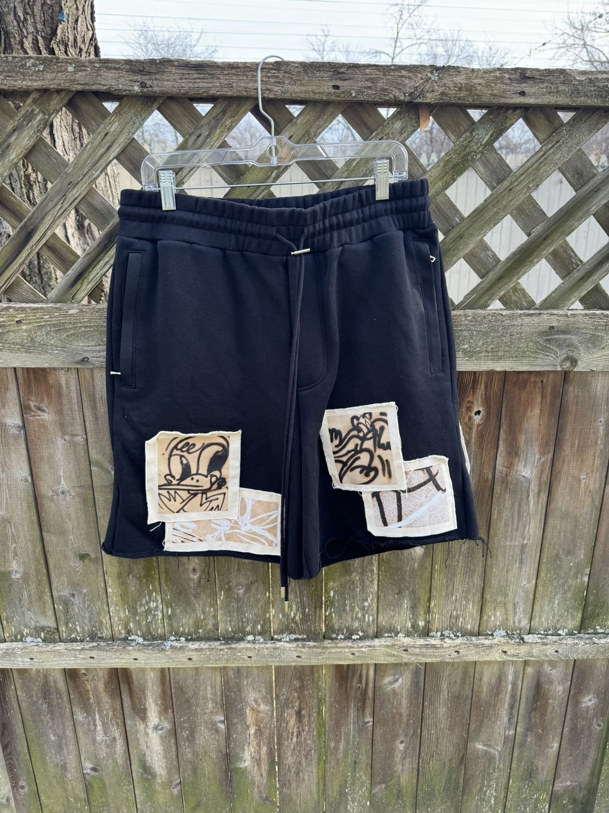 image of Dom Rebel Patch Shorts in Black, Men's (Size 32)