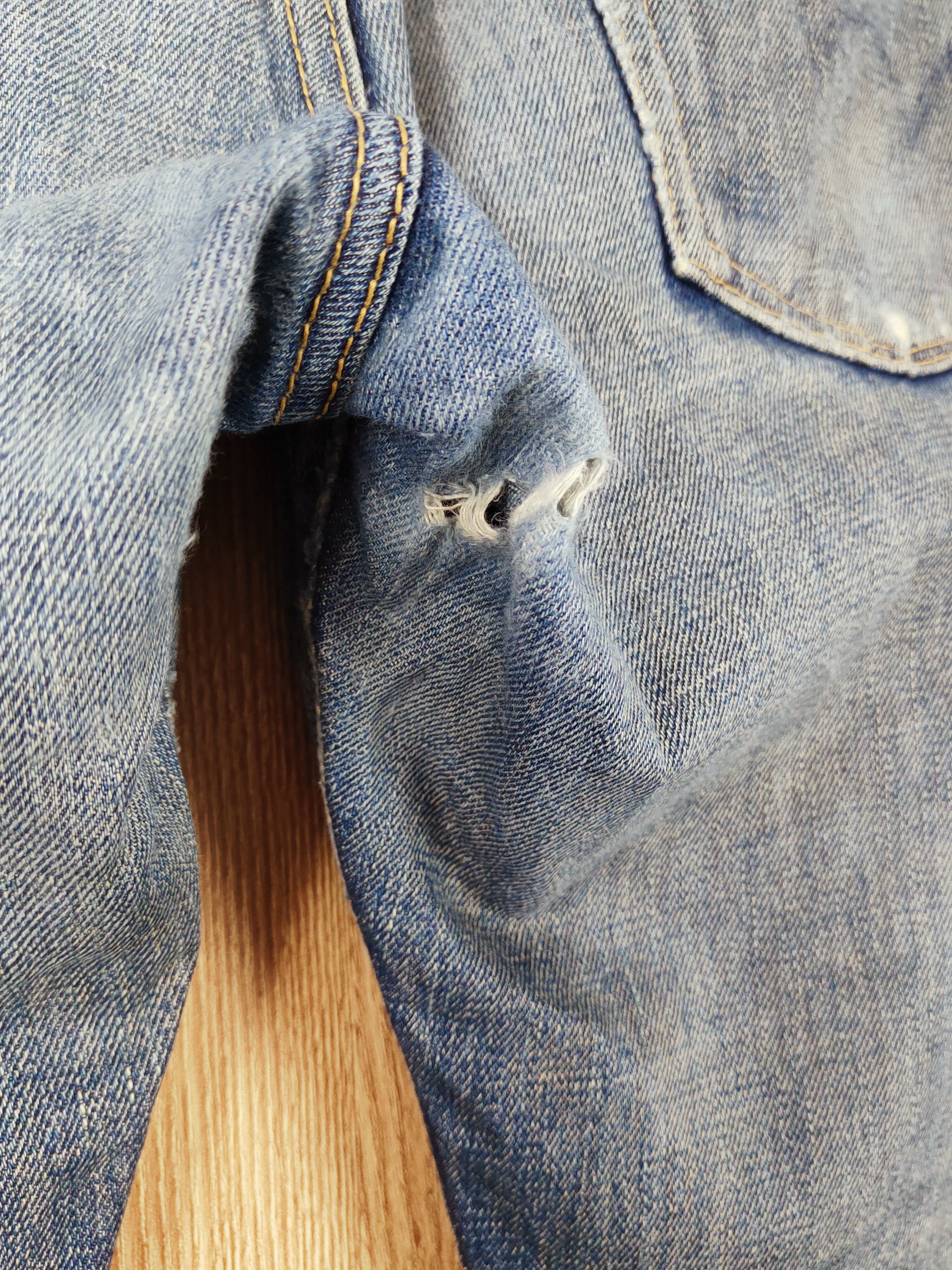 Edwin Edwin japan denim Dark Blue Distressed Ripped Jeans #W949 Size US 31 - 9 Thumbnail