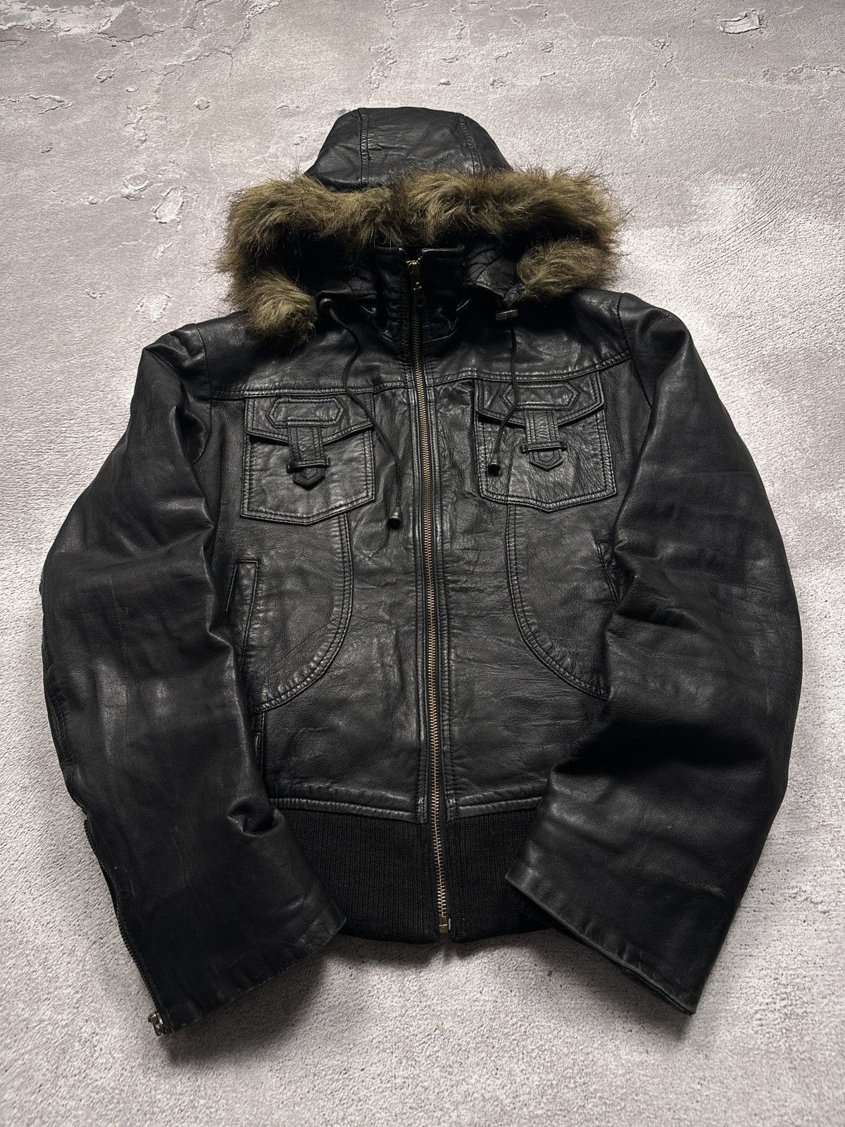 Japanese Brand × Vintage Sly Military Studded Fur Jacket lgb style