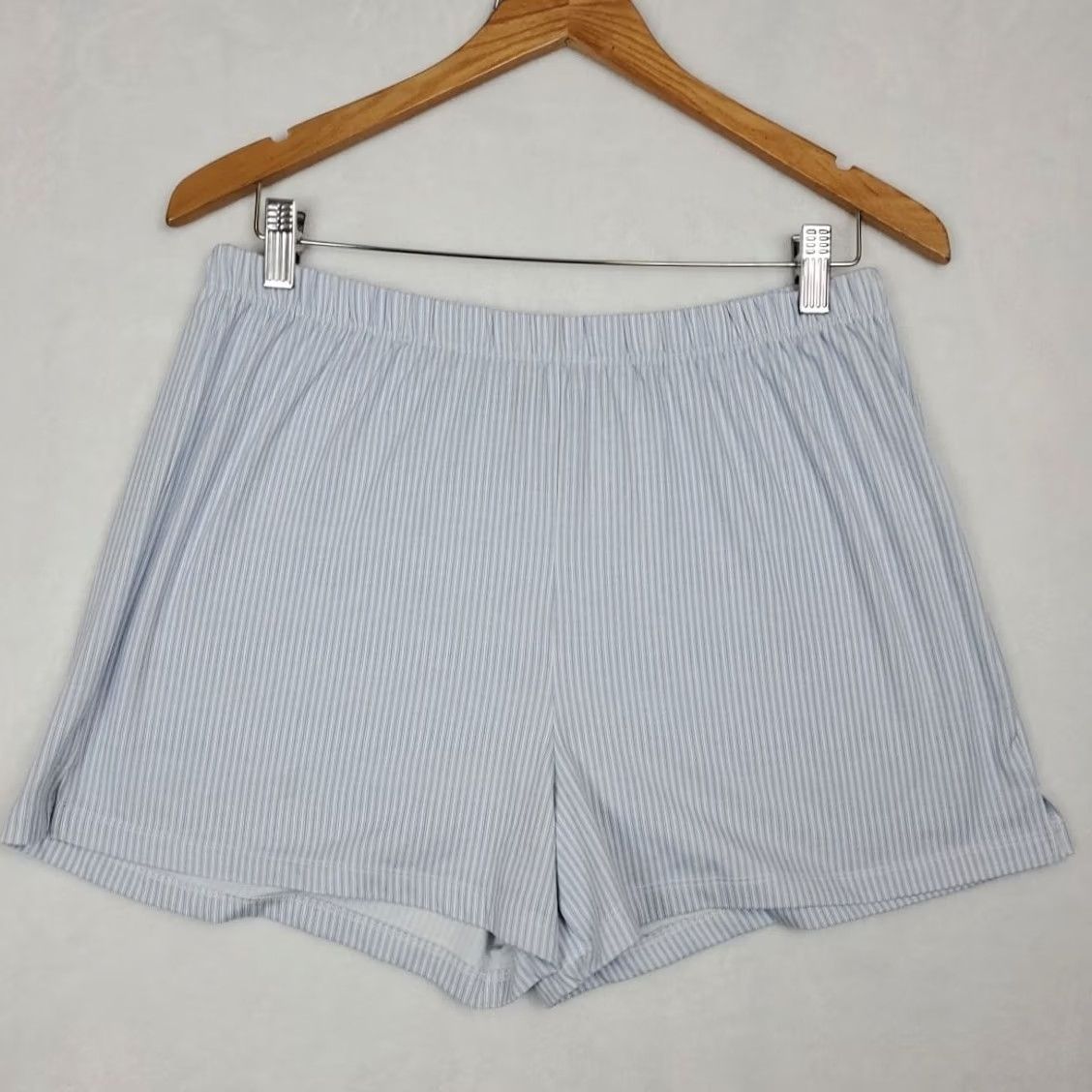 Vintage Como Sleep Shorts Blue Striped Modal Blend Bow Womens M Pajama Intimates Size 32" / US 10 / IT 46 - 2 Thumbnail