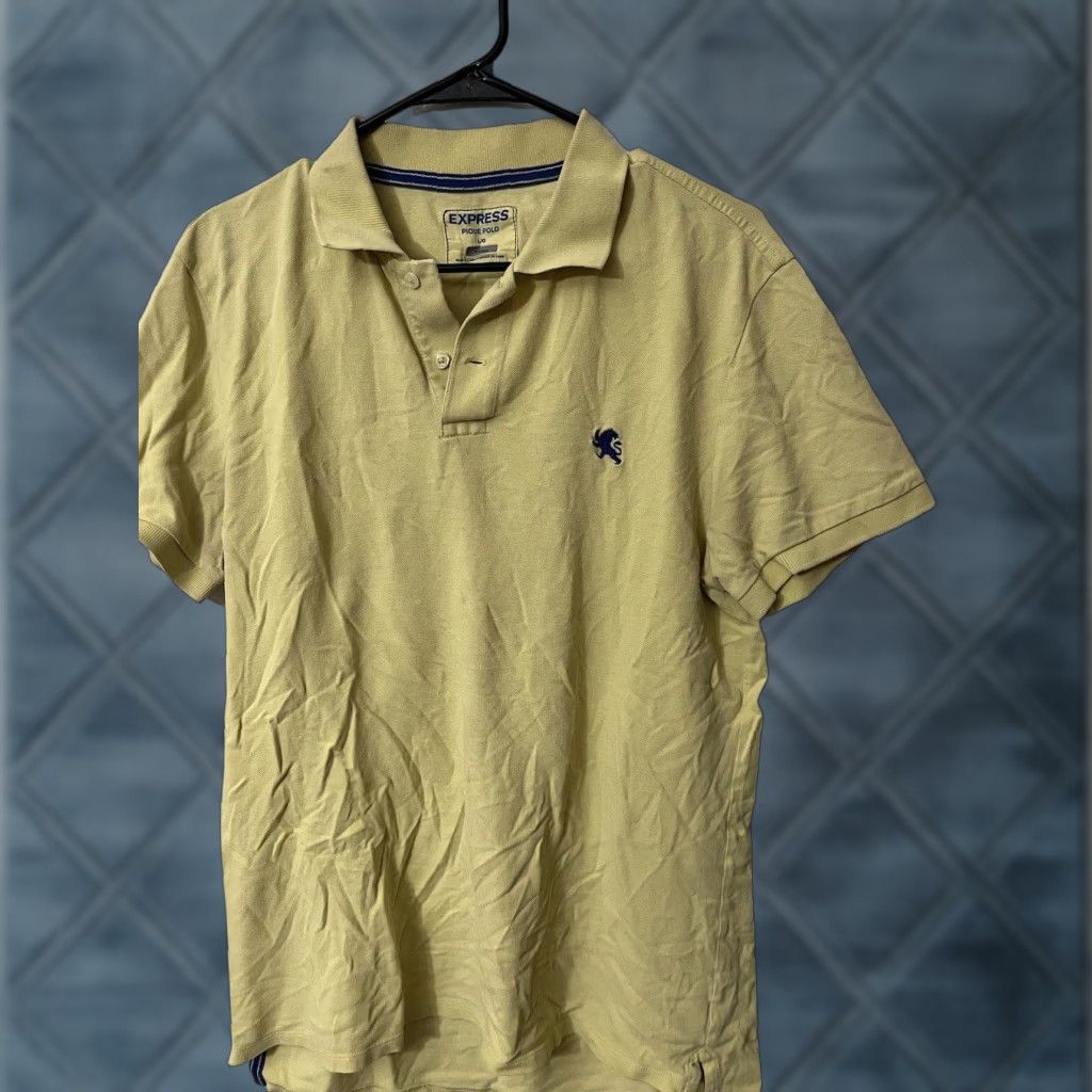 Express EXPRESS Shirt Polo Mens Large Yellow Short Sleeve Pique Logo Modern Fit 90s or 2000s Style Mens Size US L / EU 52-54 / 3 - 1 Thumbnail