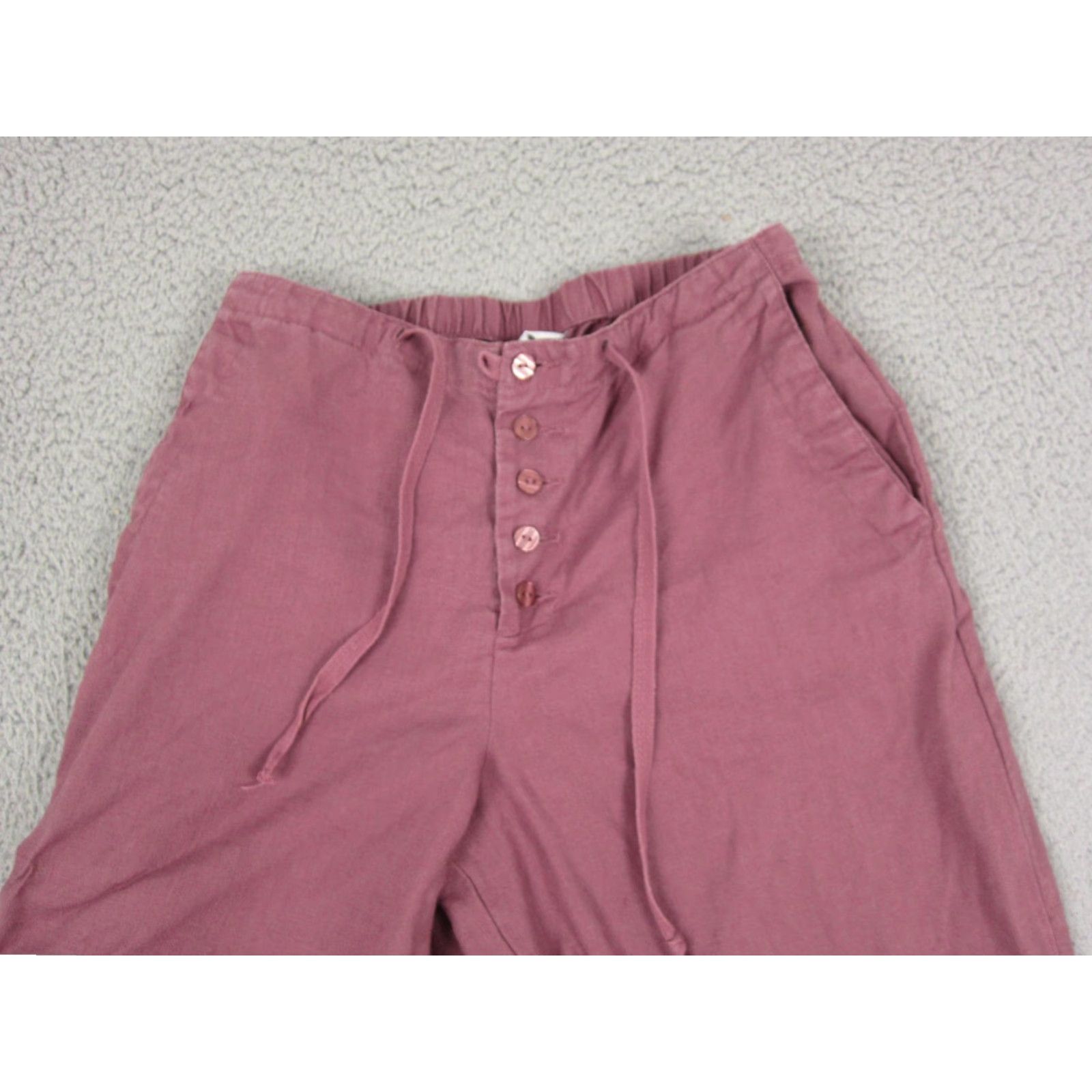 Pinko Vintage Cladwick's Pants Womens 4P Pink Linen Wide-Leg Cropped Modern 90s Style Mens? Girls? Size 27" / US 4 / IT 40 - 2 Thumbnail