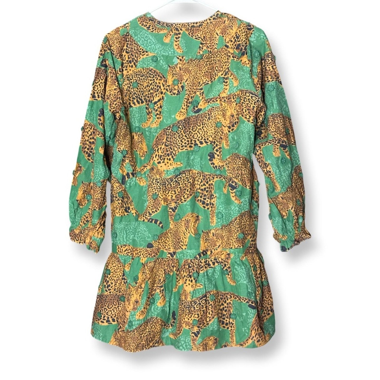 Farm Rio Farm Rio Leopards Long Sleeve Cotton Mini Dress Size S / US 4 / IT 40 - 4 Thumbnail
