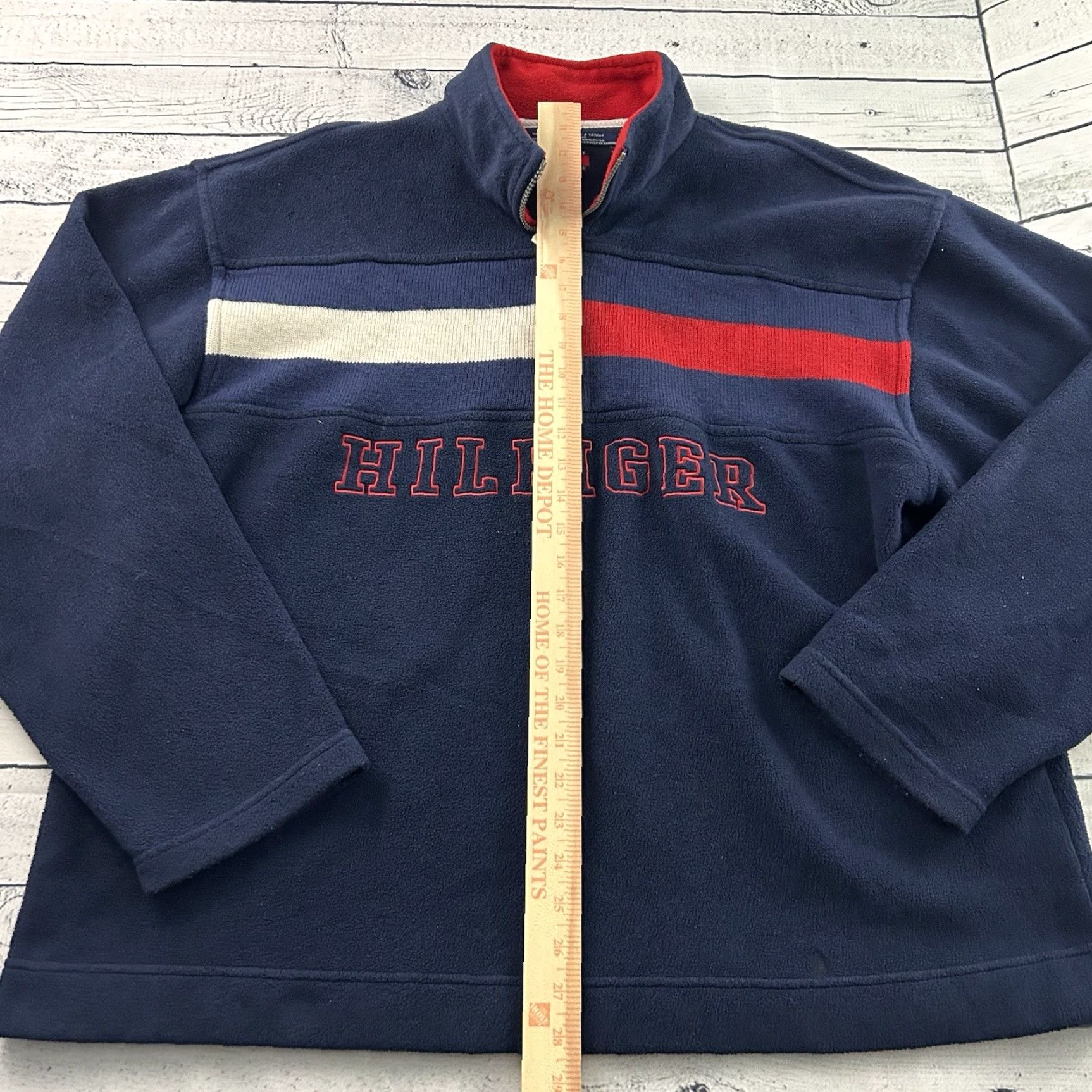 Tommy Hilfiger VINTAGE 90's Tommy Hilfiger Pullover 1/4 Zip Fleece Jacket Men's 2XL Blue Red Shirt Mens Size US XXL / EU 58 / 5 - 3 Thumbnail