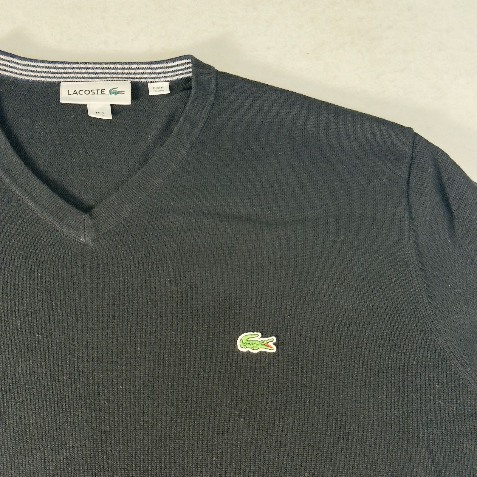 Lacoste Lacoste Men's V-Neck Sweater Black Cotton Size 5 US Large L Size US L / EU 52-54 / 3 - 4 Thumbnail
