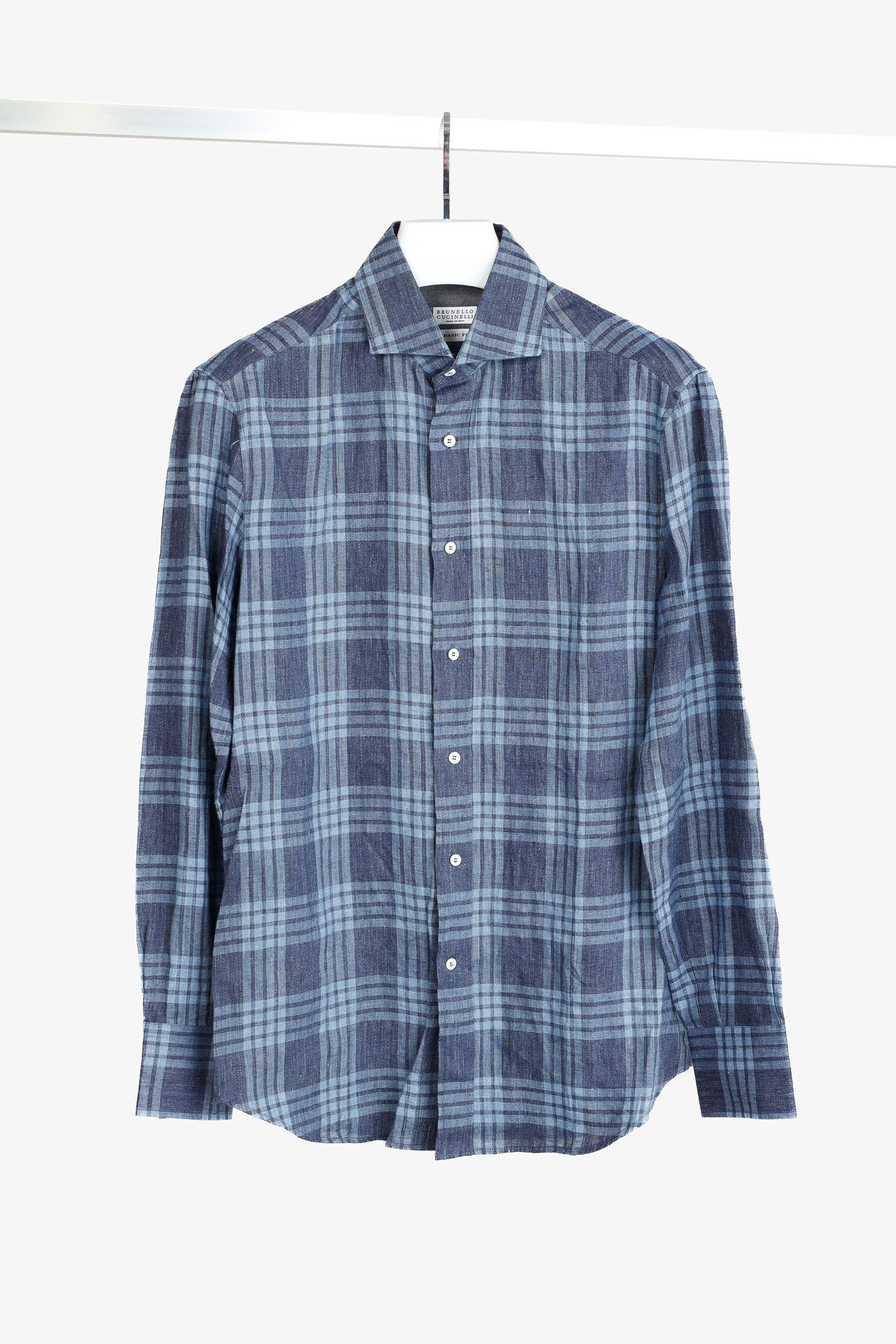 Brunello Cucinelli Brunello Cucinelli Plaid-Linen Button-Up Basic Fit Shirt Size US S / EU 44-46 / 1 - 1 Thumbnail