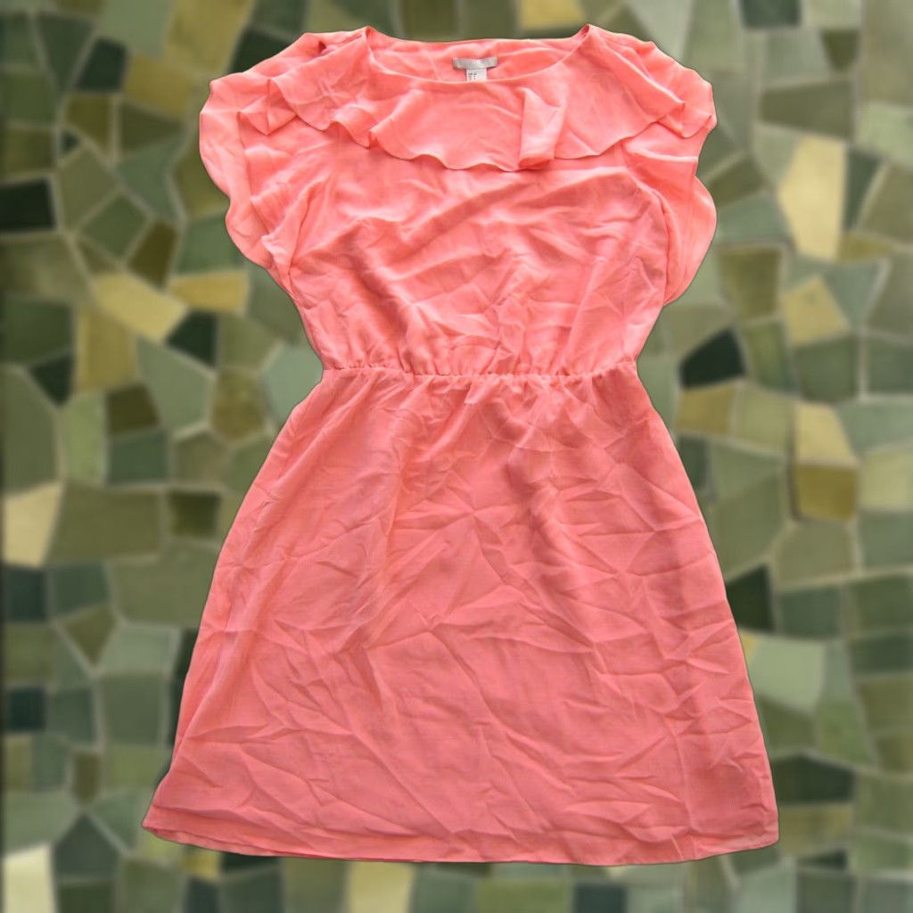H&M NWT H&M Pink Satin Sheer Cap Sleeve Sheath Empire Shift Tunic Sun Dress 4 Size S / US 4 / IT 40 - 1 Thumbnail