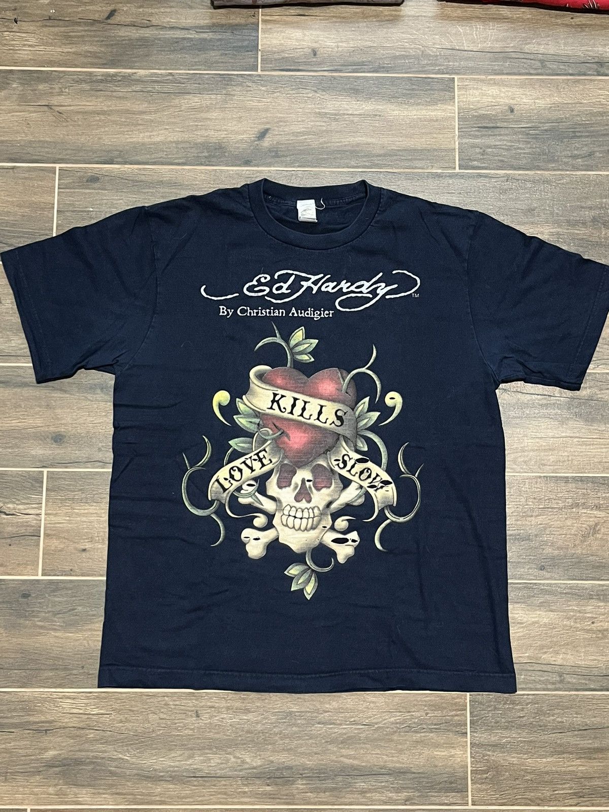 Christian Audigier × Ed Hardy × Vintage Vintage Ed Hardy y2k Skull streetwear style japanese t shirt Size US L / EU 52-54 / 3 - 1 Thumbnail