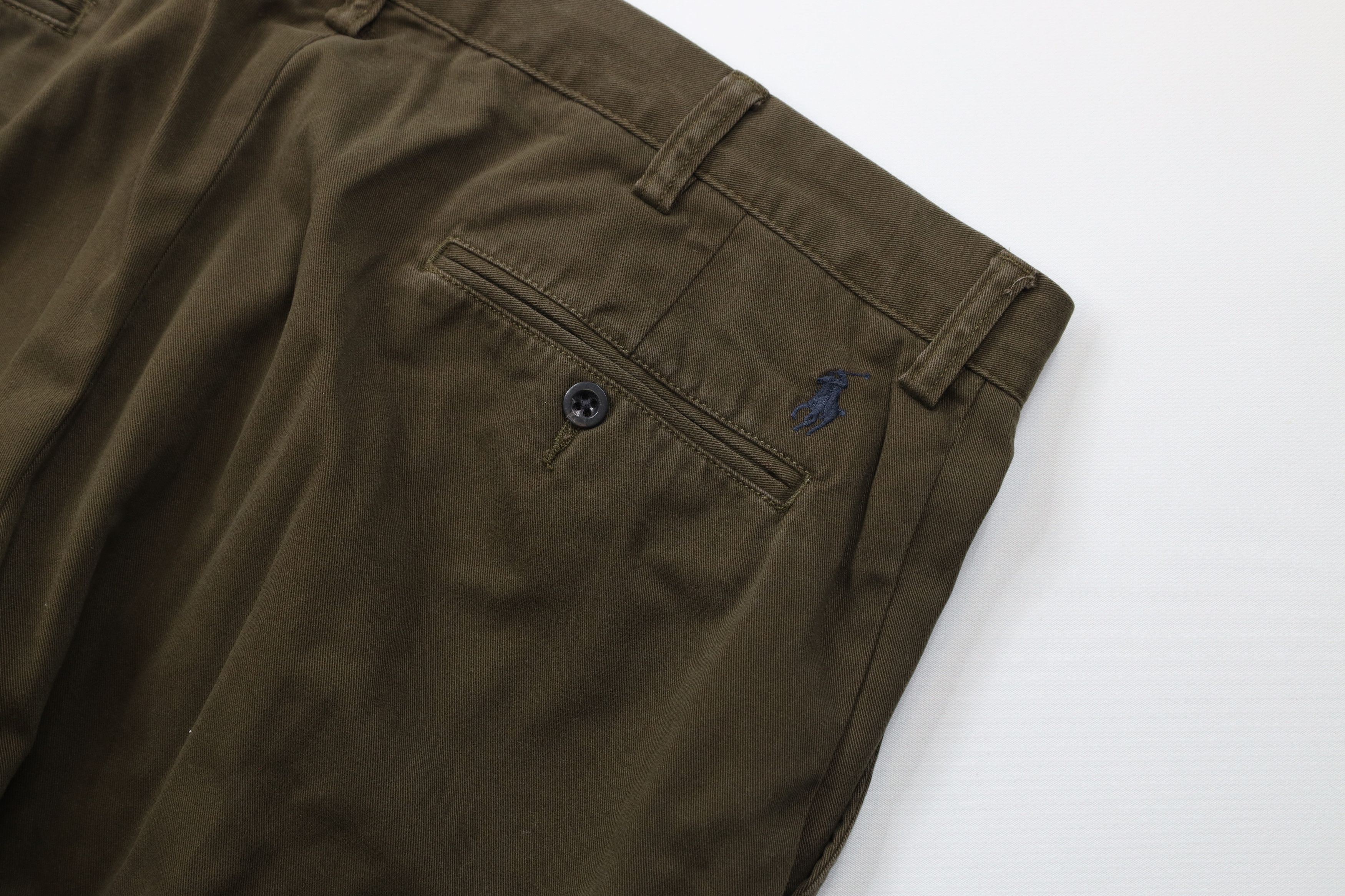 Ralph Lauren × Vintage Vintage 90s Ralph Lauren Leg Chino Pants Olive Green Cotton Size US 38 / EU 54 - 13 Thumbnail