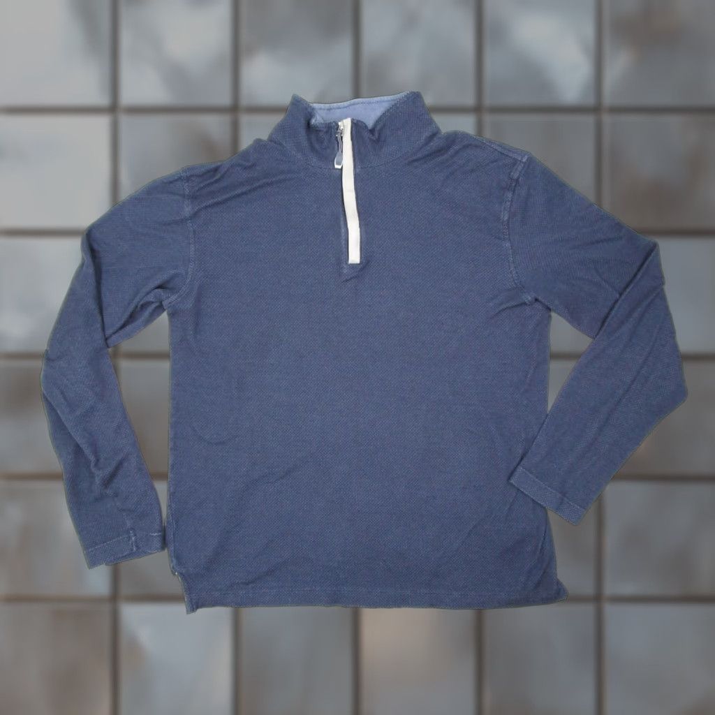 VINTAGE Ermenegildo Zegna Mens Pullover Sweater 1/4 Zip Long Sleeve Casual Knit Made in Italy Large Blue