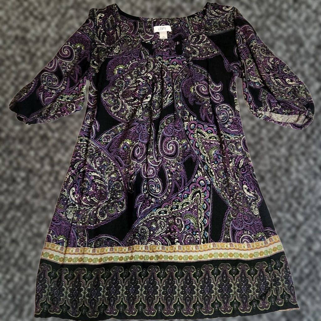 ann taylor loft purple dress Ann Taylor Loft woman dress size large purple sleeveless ruffled back mini  loose