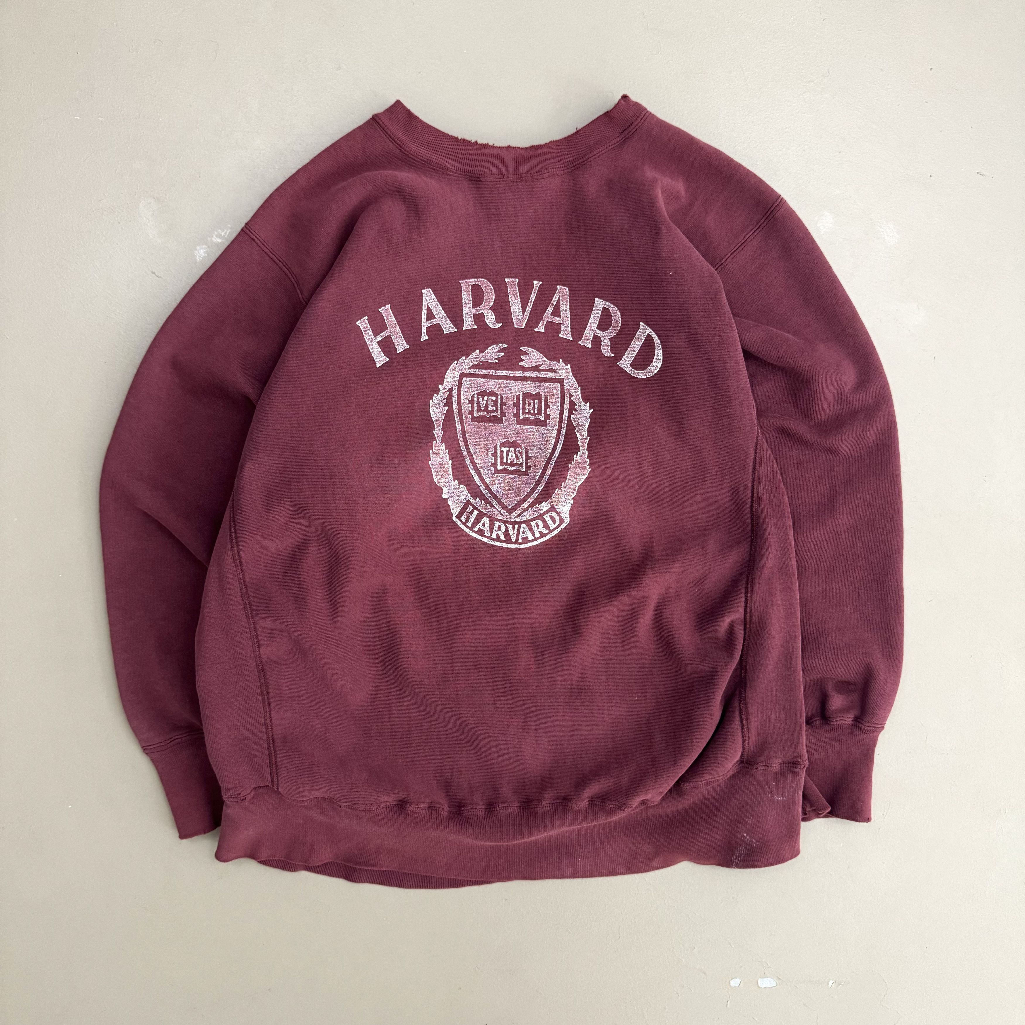 image of American College x Champion VTG Distressed Faded 80's Harvard Champion Reverse Weave in Maroon (Siz