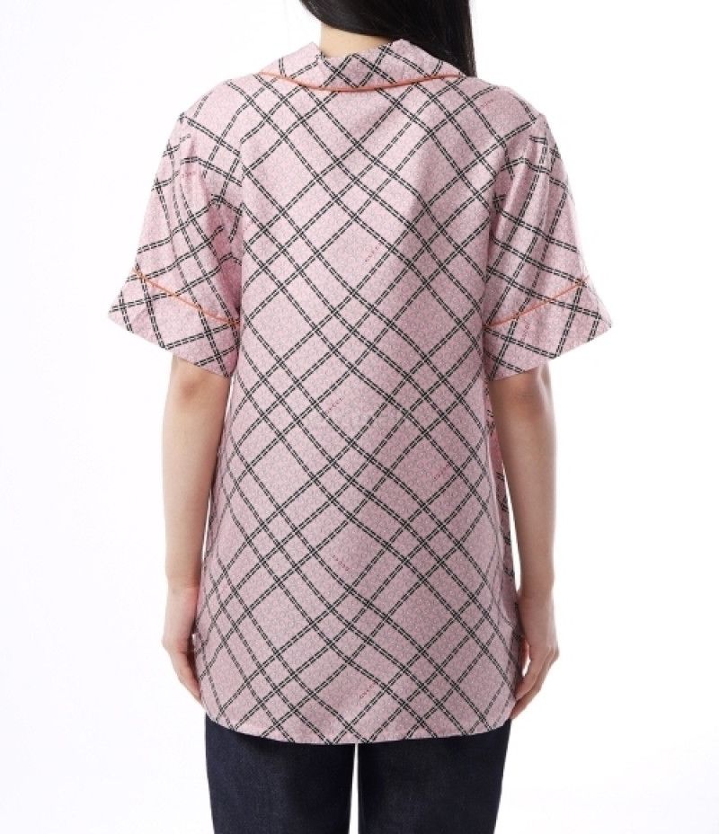 Gucci o1la5ras0526 Printed Silk Twill Shirt in Pink Size M / US 6-8 / IT 42-44 - 4 Thumbnail