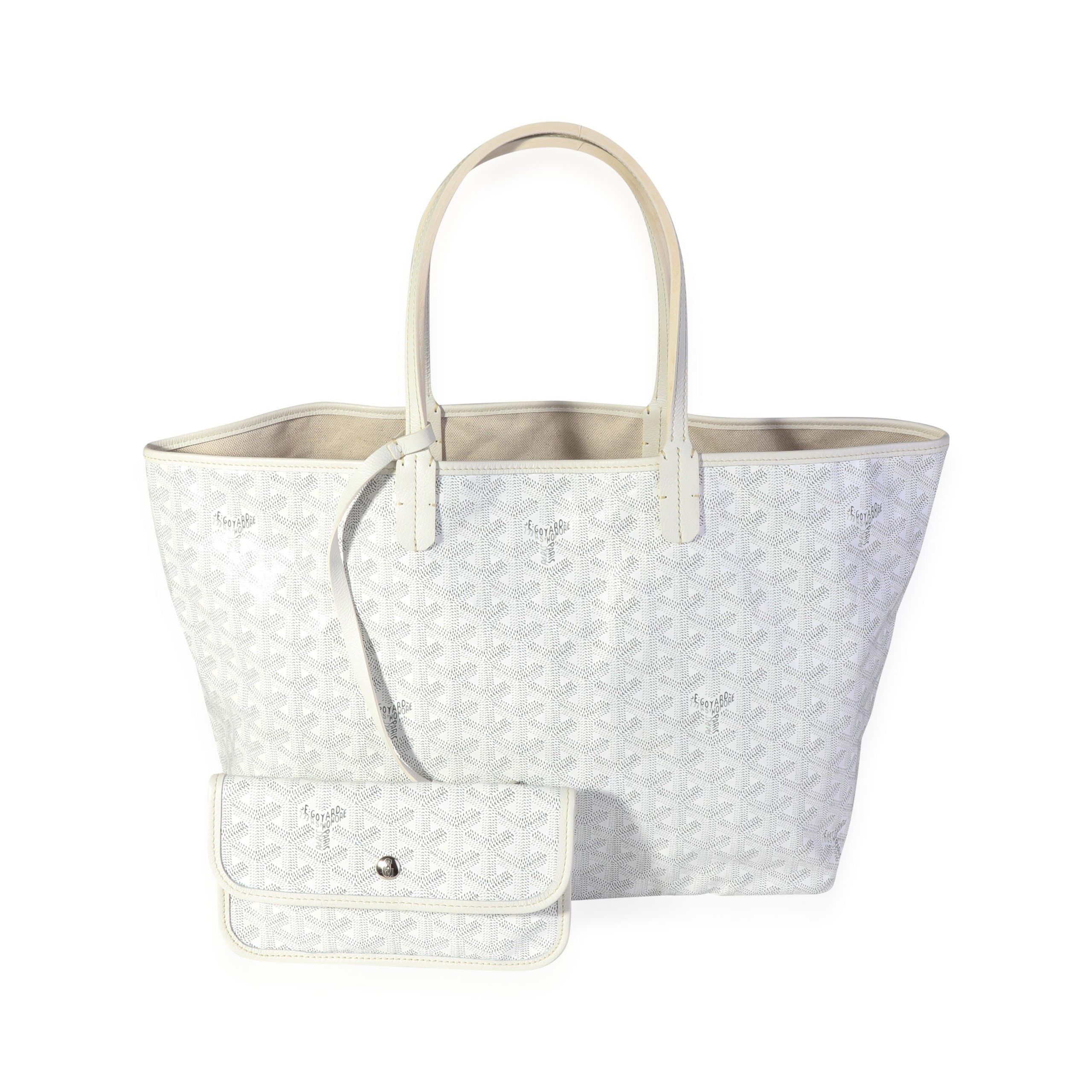 image of Goyard White Goyardine Saint Louis Pm Tote, Women's