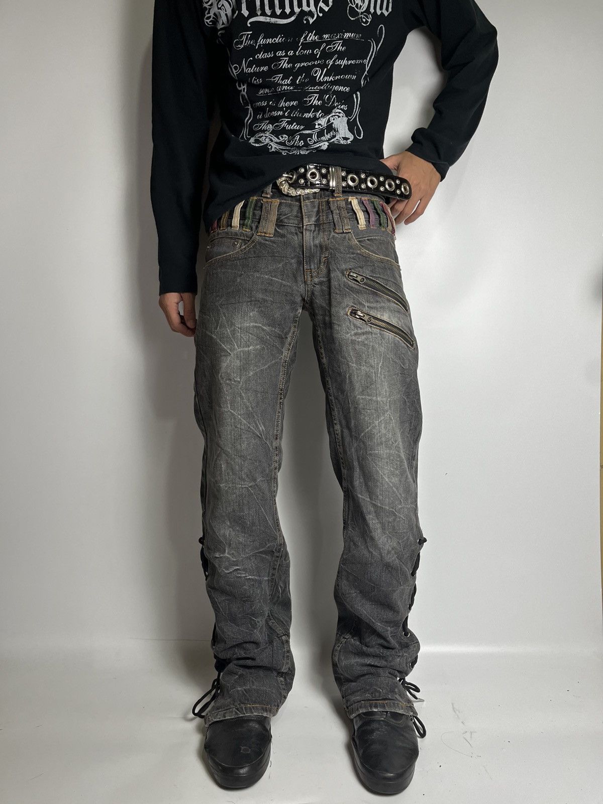 If Six Was Nine × Japanese Brand × Le Grande Bleu (L.G.B.) Lace up nylaus double waist pant vkei style japanese brand Size US 30 / EU 46 - 2 Thumbnail