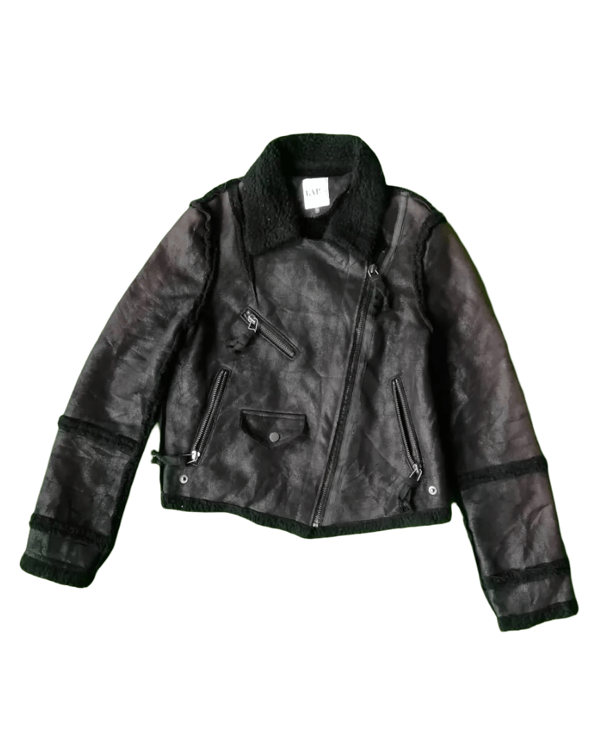 Japanese Brand LAP Los Angeles Project Faux Shearling Biker Aviator Jacket Size S / US 4 / IT 40 - 1 Thumbnail