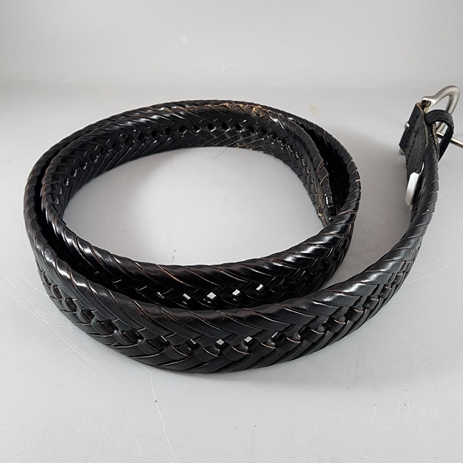Tommy Hilfiger Tommy Hilfiger Men's Leather Belt Braided Black 42 x 1-1/8" Size 42 - 2 Thumbnail