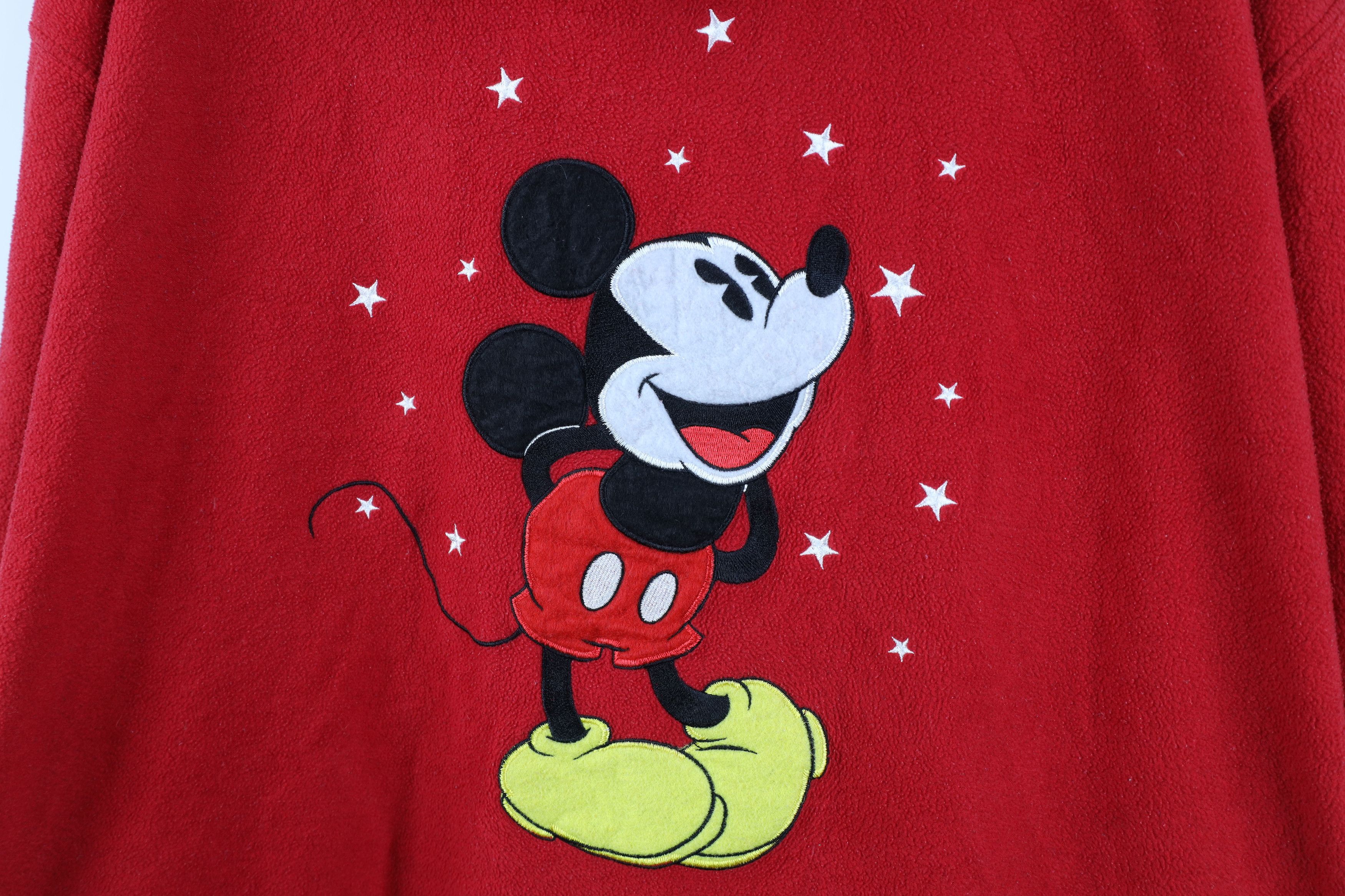 Disney Vintage 90s Disney Mickey Mouse Full Zip Fleece Hoodie Red Size 3XL / US 20-22 - 11 Thumbnail
