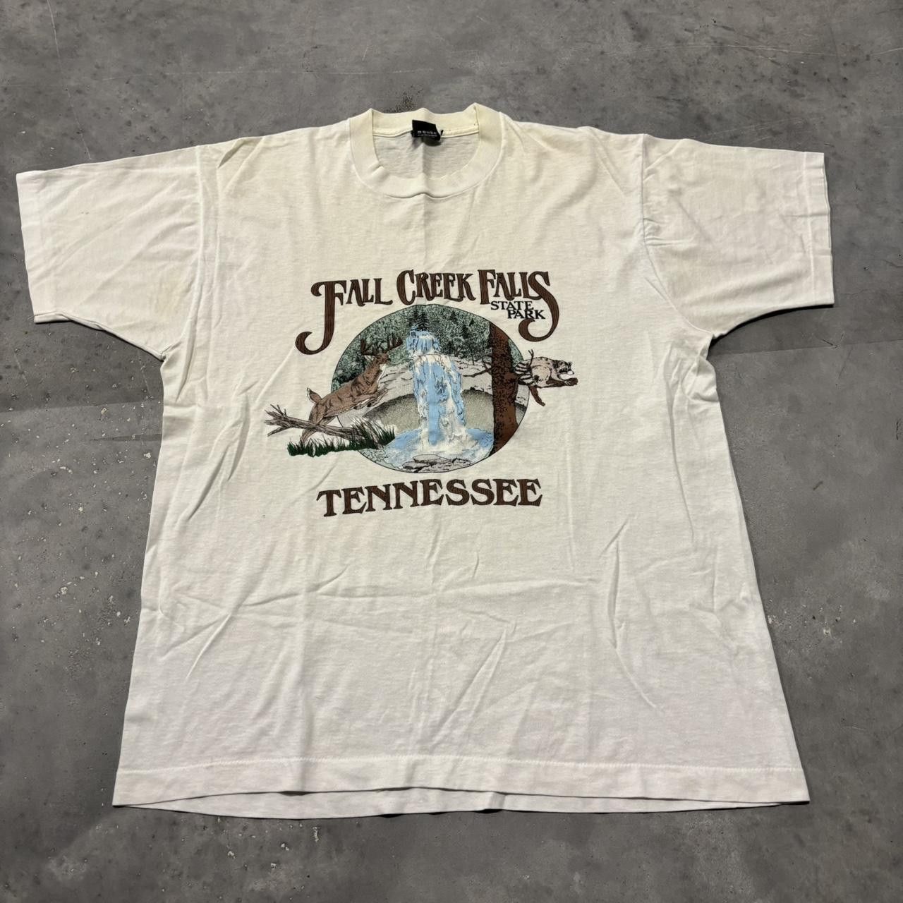 Japanese Brand × Vintage Crazy Vintage 90s Fall Creek Falls Tennessee Nature Single Stitch Graphic Tee! Size US XL / EU 56 / 4 - 1 Thumbnail