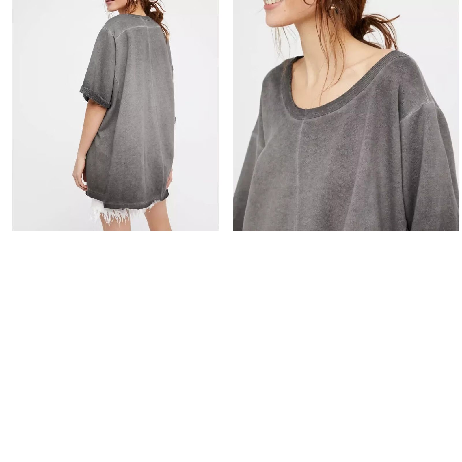 Free People Free People Intimately Women's Gray L Scoop Neck Asymmetrical Oversize Top XS Size XS / US 0-2 / IT 36-38 - 8 Thumbnail