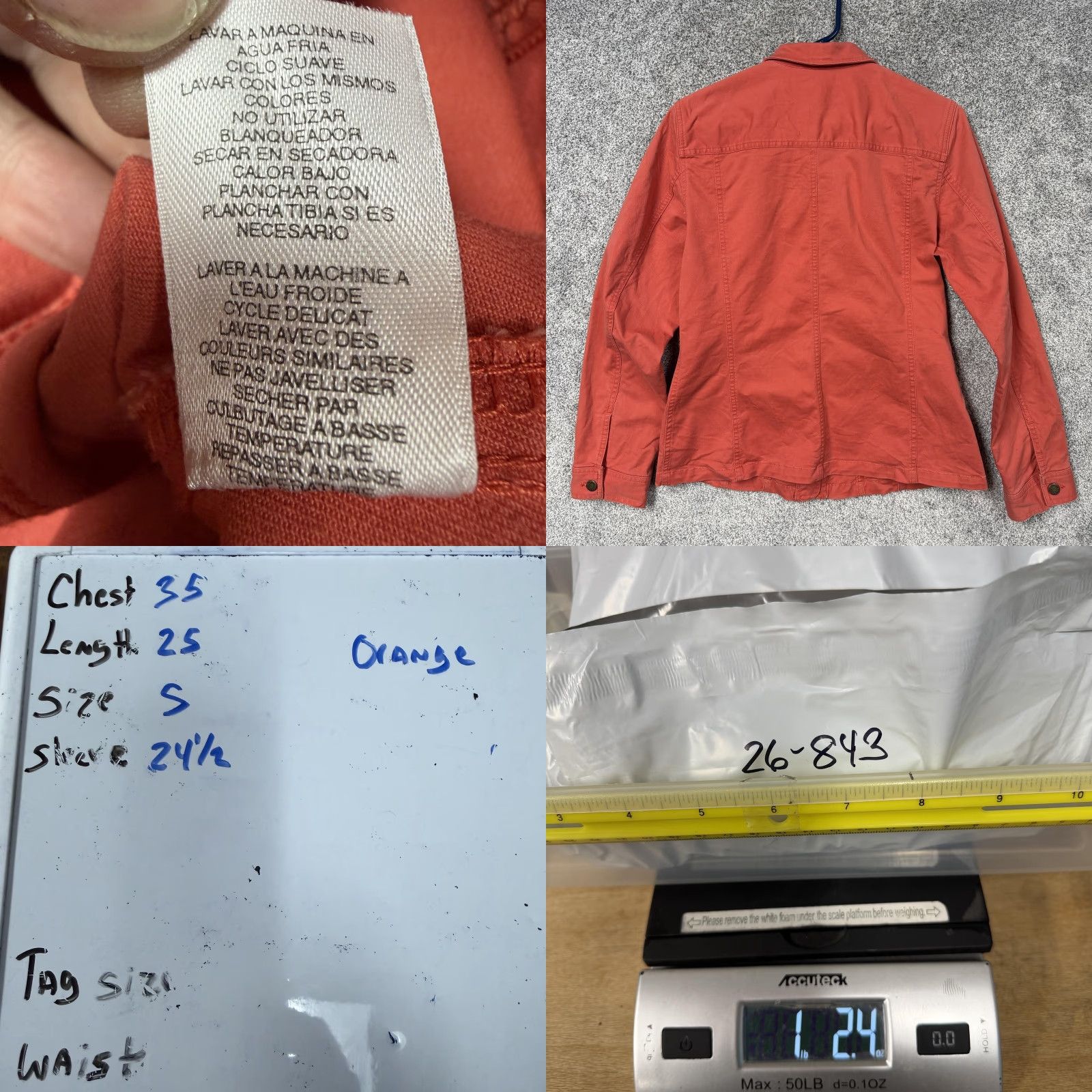Jones New York Jones New York Sport Trucker Jacket Womens S Orange Twill Stretch Casual Daily Coat Size S / US 4 / IT 40 - 8 Thumbnail