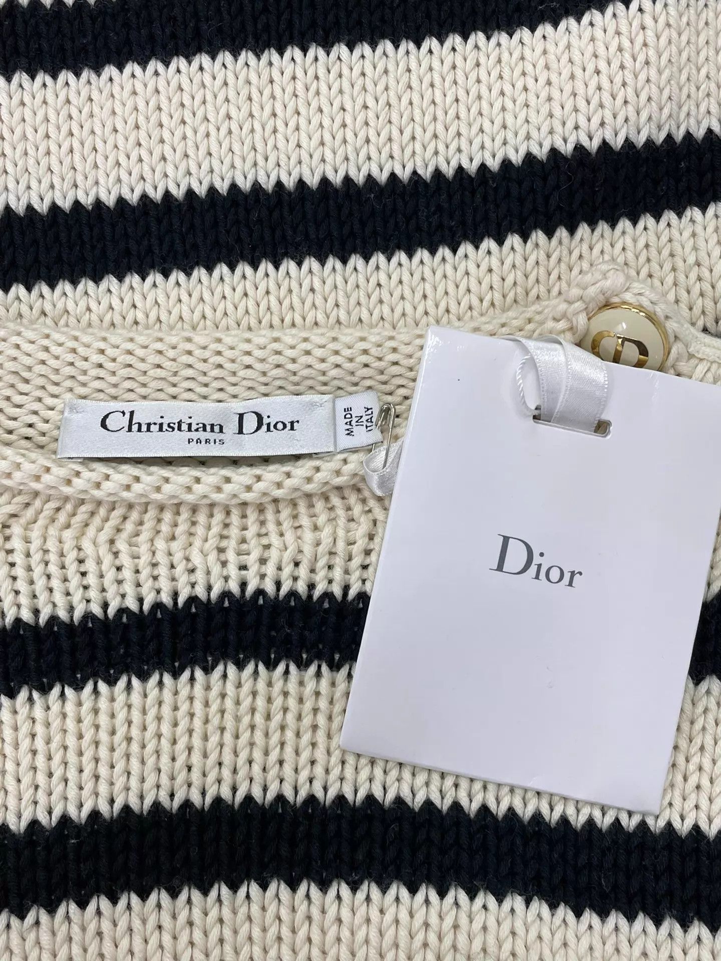 Dior Dior Side Button B&W Stripe Classic Sweater Size S / US 4 / IT 40 - 4 Thumbnail