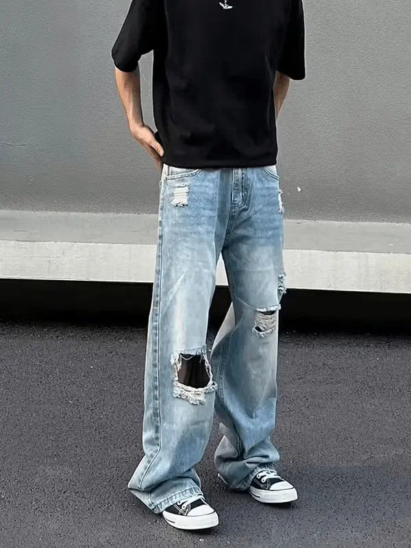 Vintage Blue flared damaged ripped skate pants Size US 34 / EU 50 - 3 Thumbnail