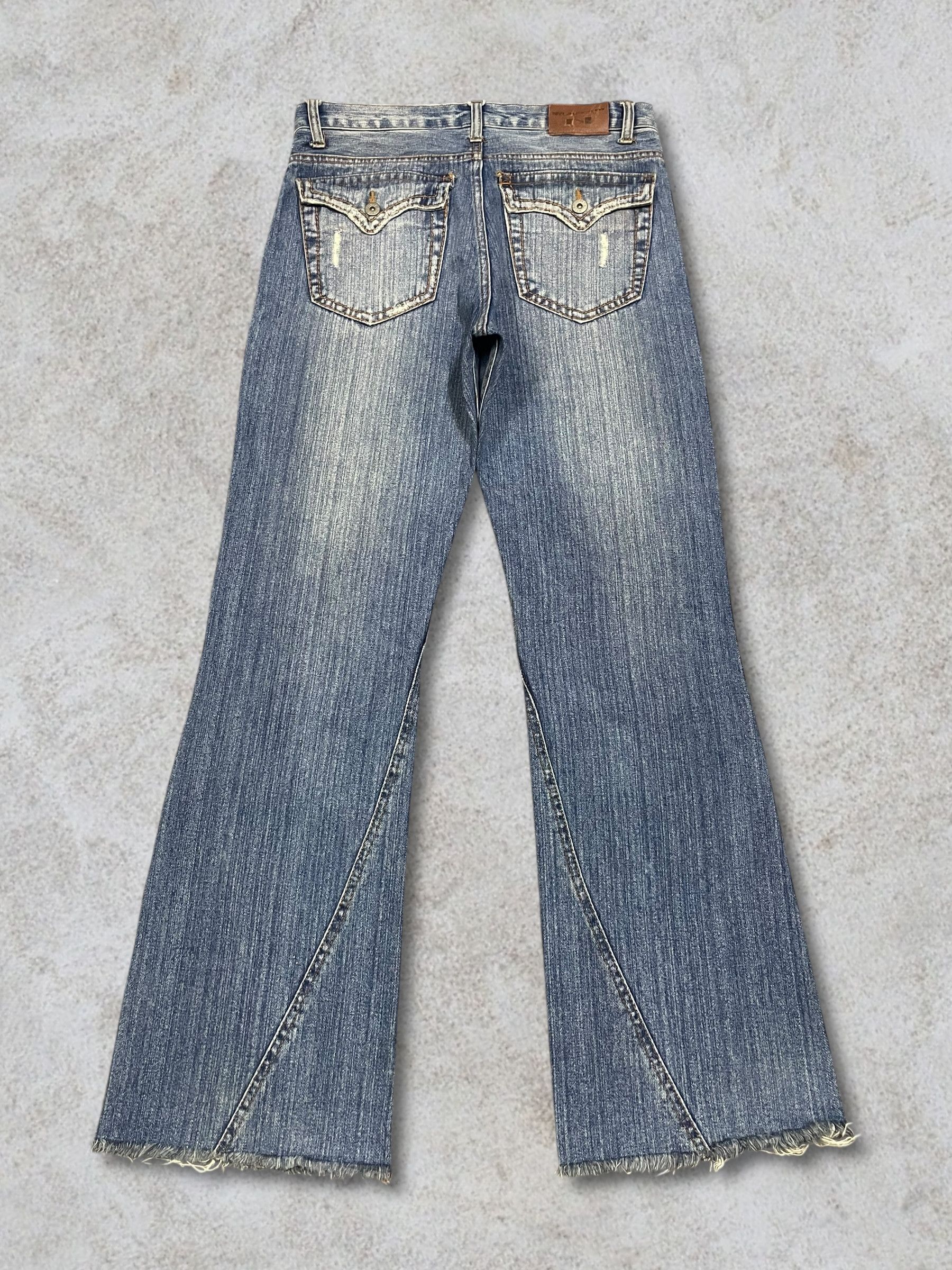 Fragment Design Vintage Nylaus Sick Frayed Blue Wash Twisted Bootcut Jeans Size US 32 / EU 48 - 4 Thumbnail