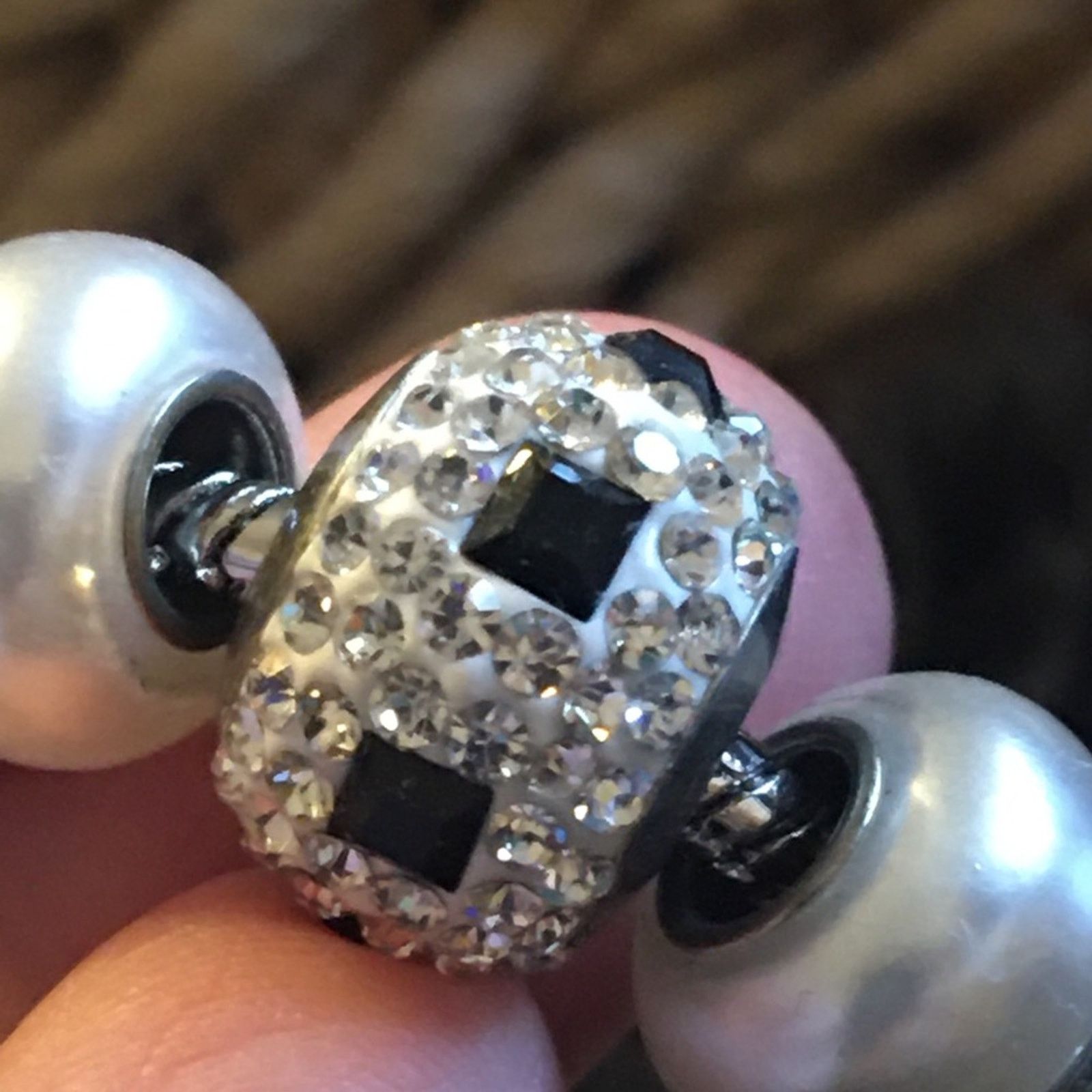 Jewelry Bling black & white silver tone charm bracelet Size ONE SIZE - 6 Thumbnail