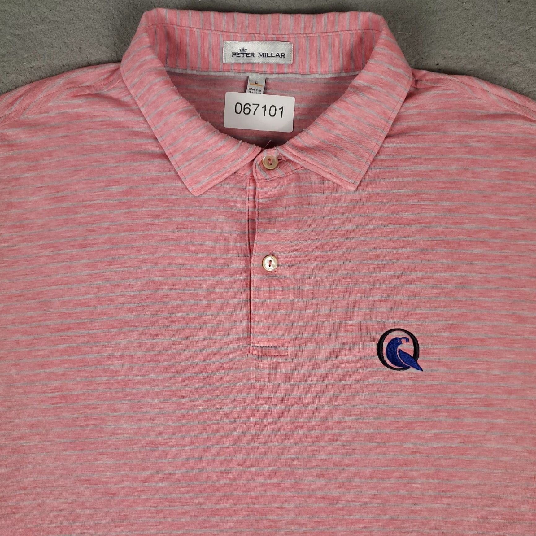 Peter Millar Peter Millar Polo Shirt Mens Large Pink Gray Striped Golf Short Sleeve Size US L / EU 52-54 / 3 - 2 Thumbnail