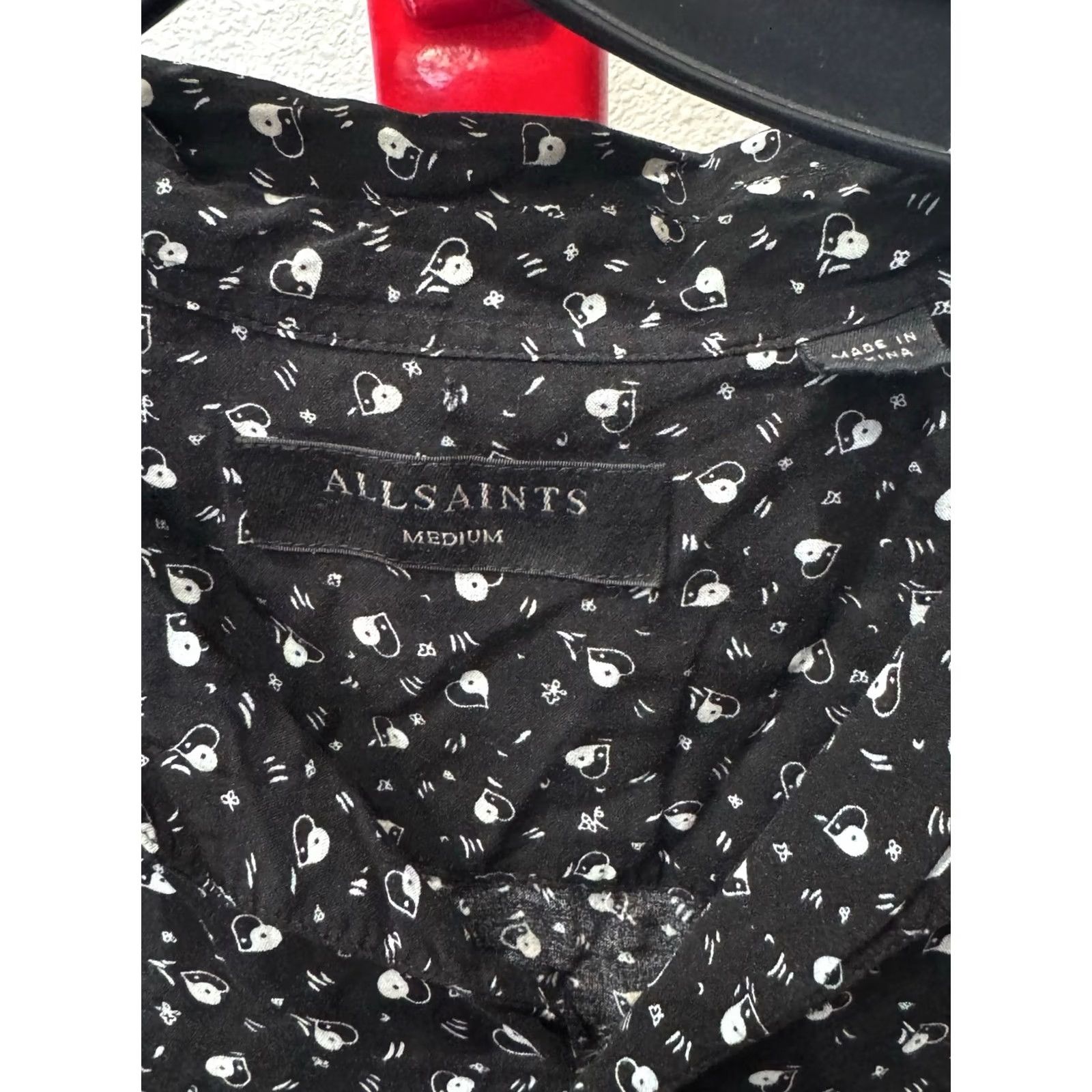 Allsaints Allsaints Shirt Mens Medium M Allsaints Unique Hearts Rayon Long Sleeve Shirt Multicolor 15.5 x 34 Size US M / EU 48-50 / 2 - 2 Thumbnail