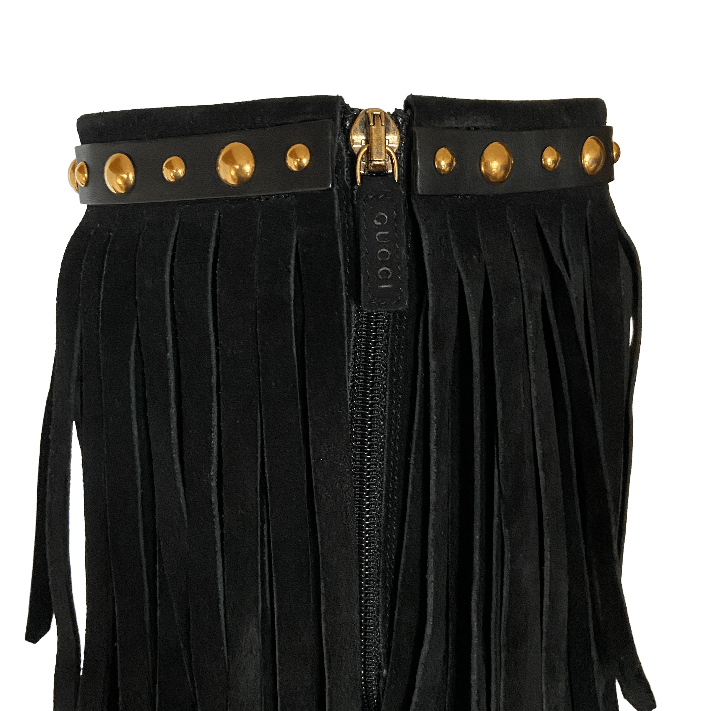 Gucci DEVANDRA BLACK SUEDE FRINGE HIGH HEEL BOOTS BOOTIES Size US 12 / IT 42 - 7 Thumbnail