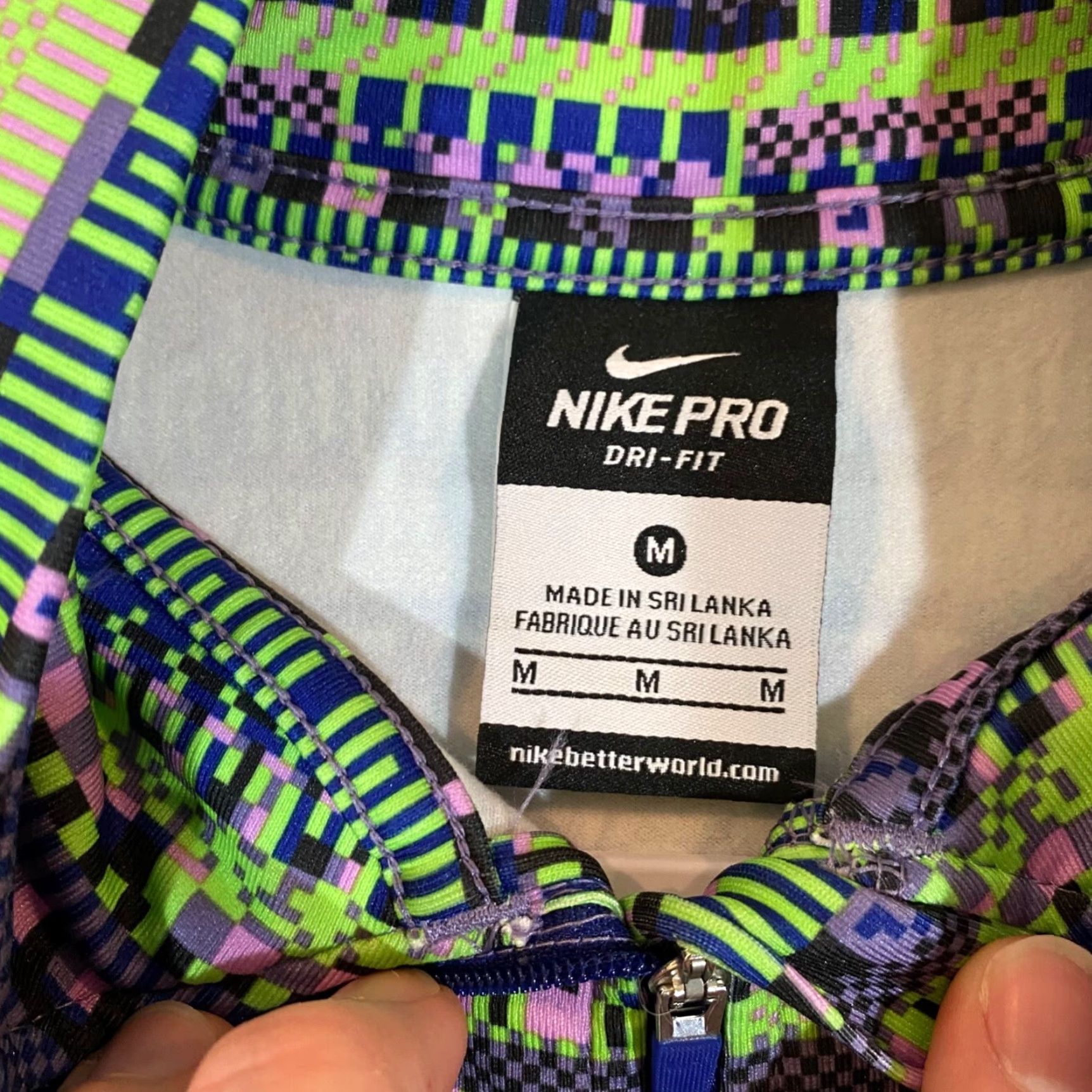 Nike Nike Pullover Womens Medium Green Purple Geometric Dri-Fit Lightweight Running Size M / US 6-8 / IT 42-44 - 2 Thumbnail